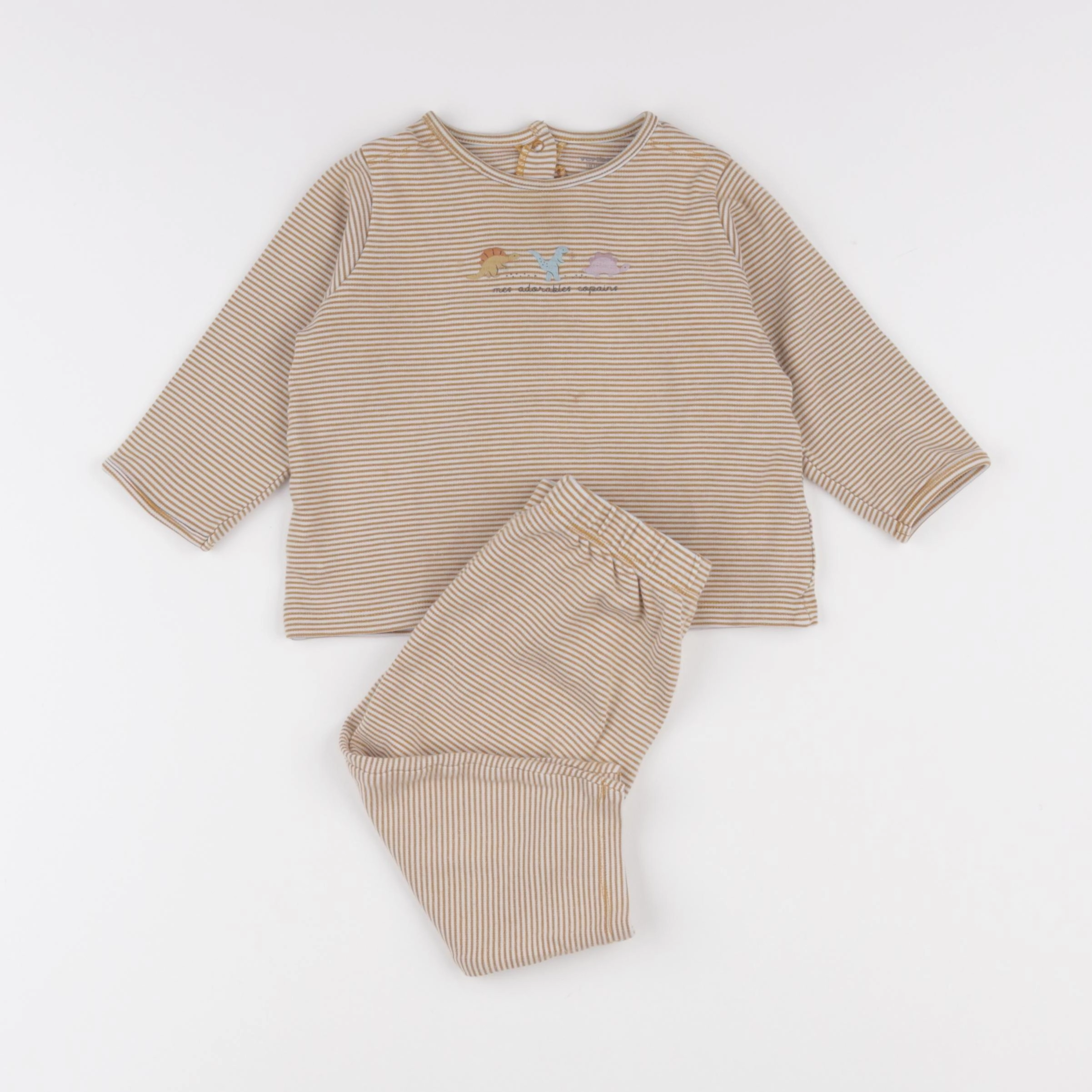 Vertbaudet - pyjama coton beige - 18 mois