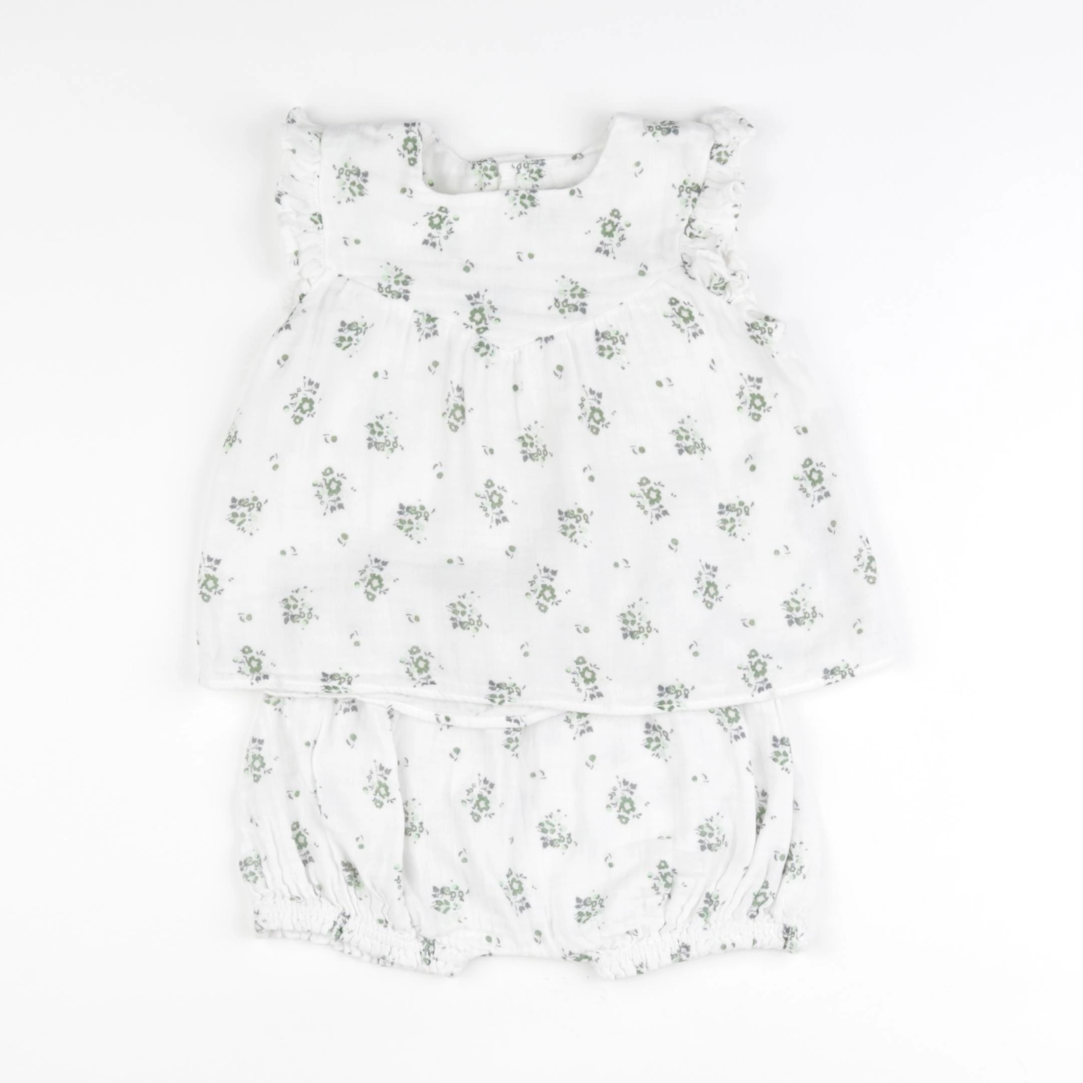 Petit Bateau - ensemble blanc, vert - 24 mois