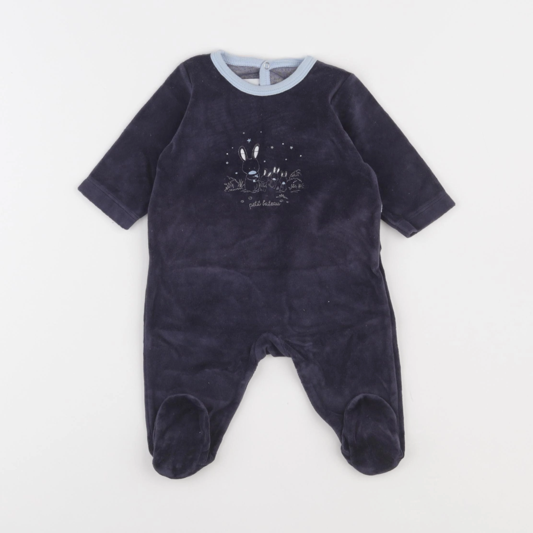 Petit Bateau - pyjama velours bleu - 3 mois