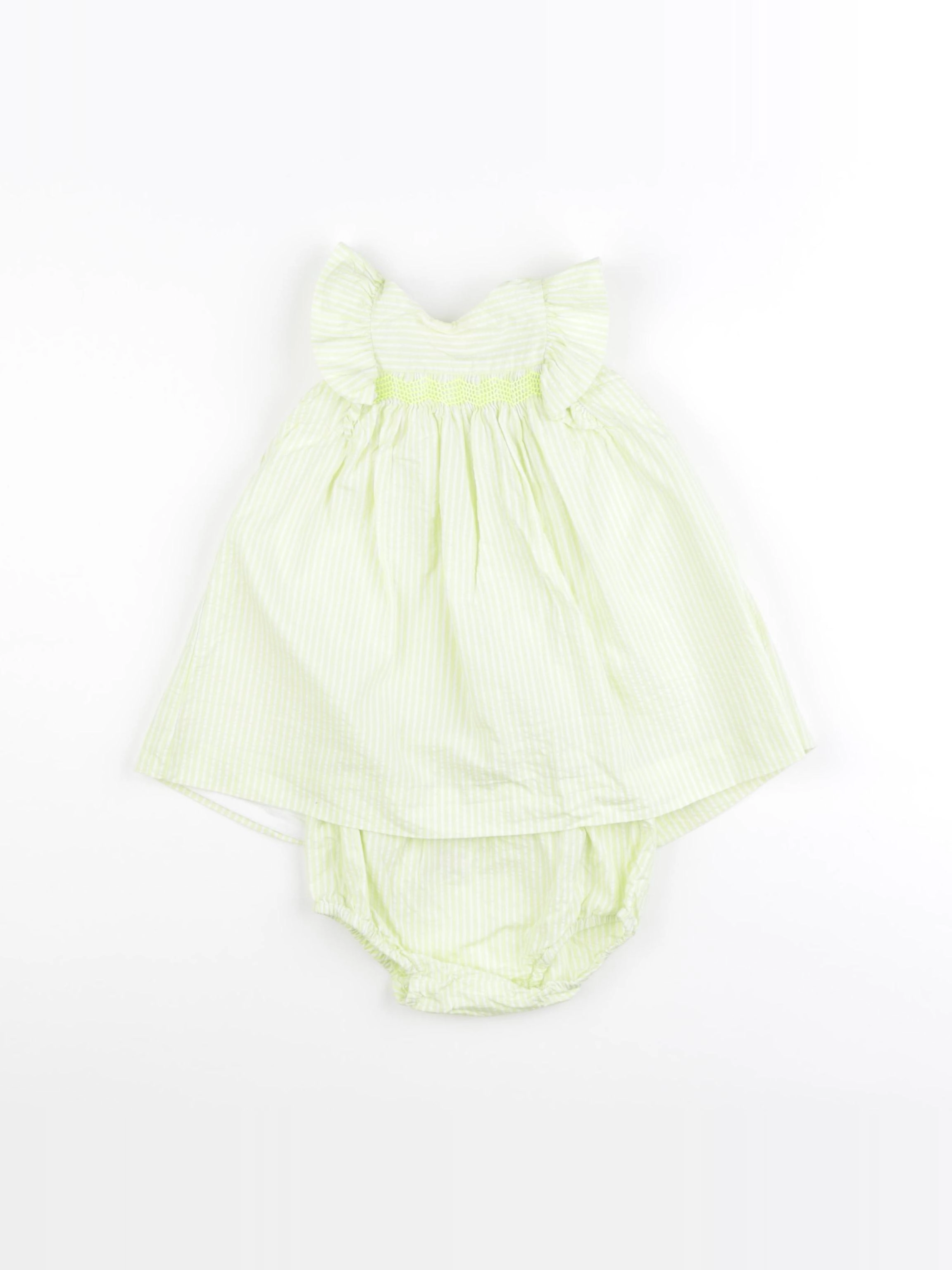 Jacadi - robe blanc, vert - 12 mois