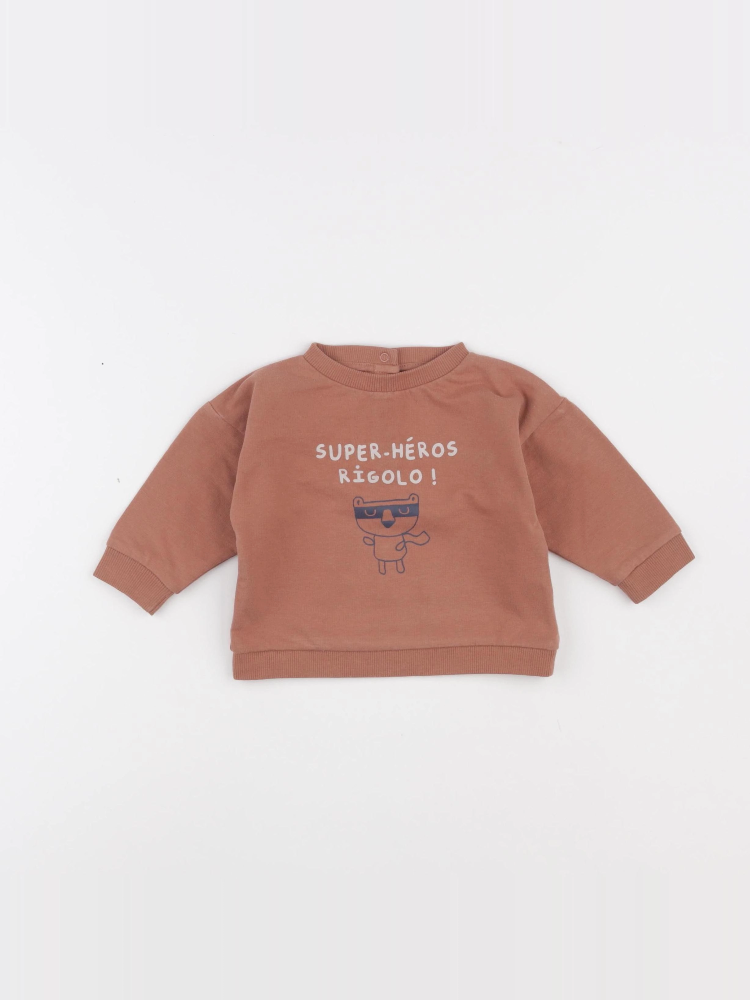 Vertbaudet - sweat marron - 9 mois