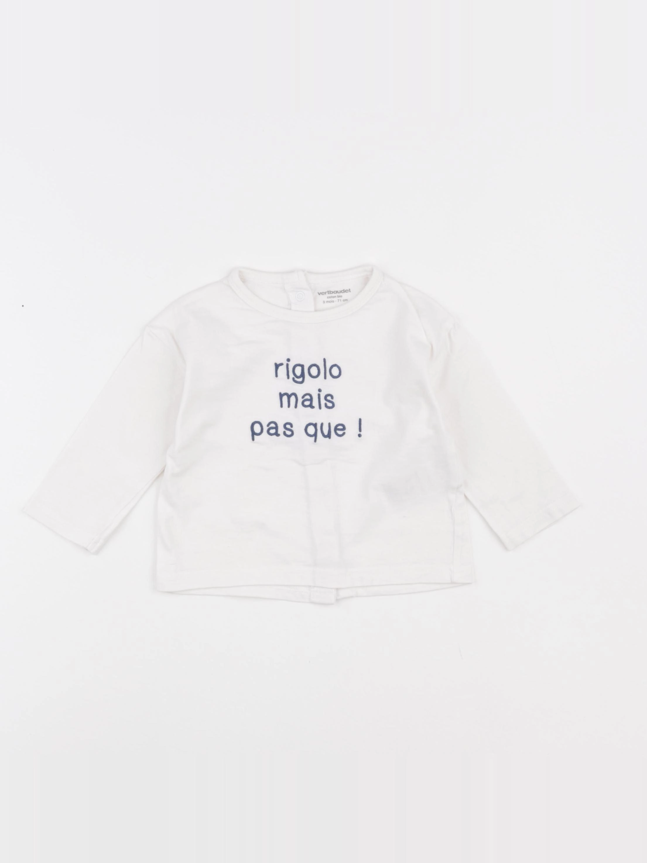 Vertbaudet - tee-shirt blanc - 9 mois