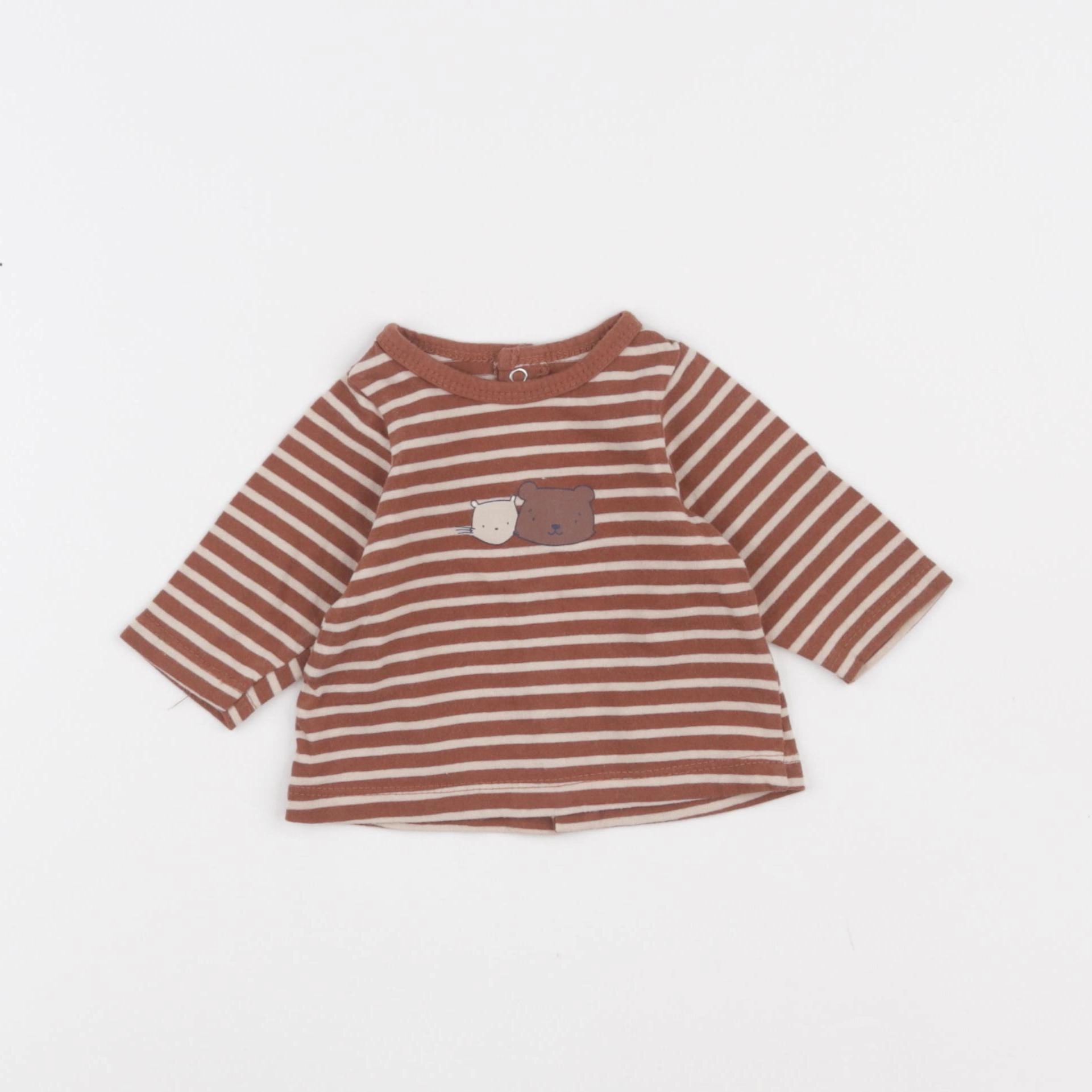 Vertbaudet - tee-shirt marron - 1 mois