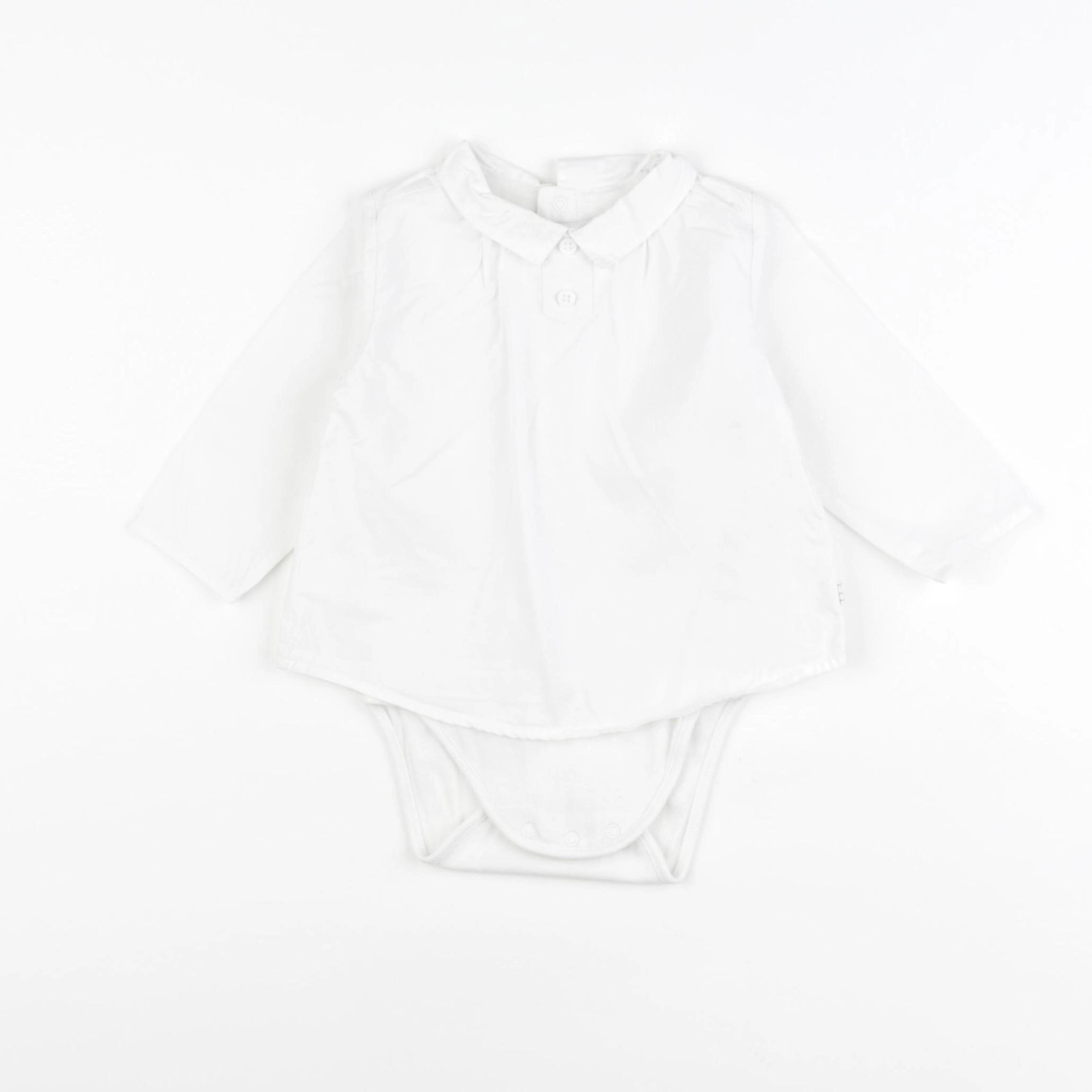 Carrément Beau - body chemise blanc - 6 mois