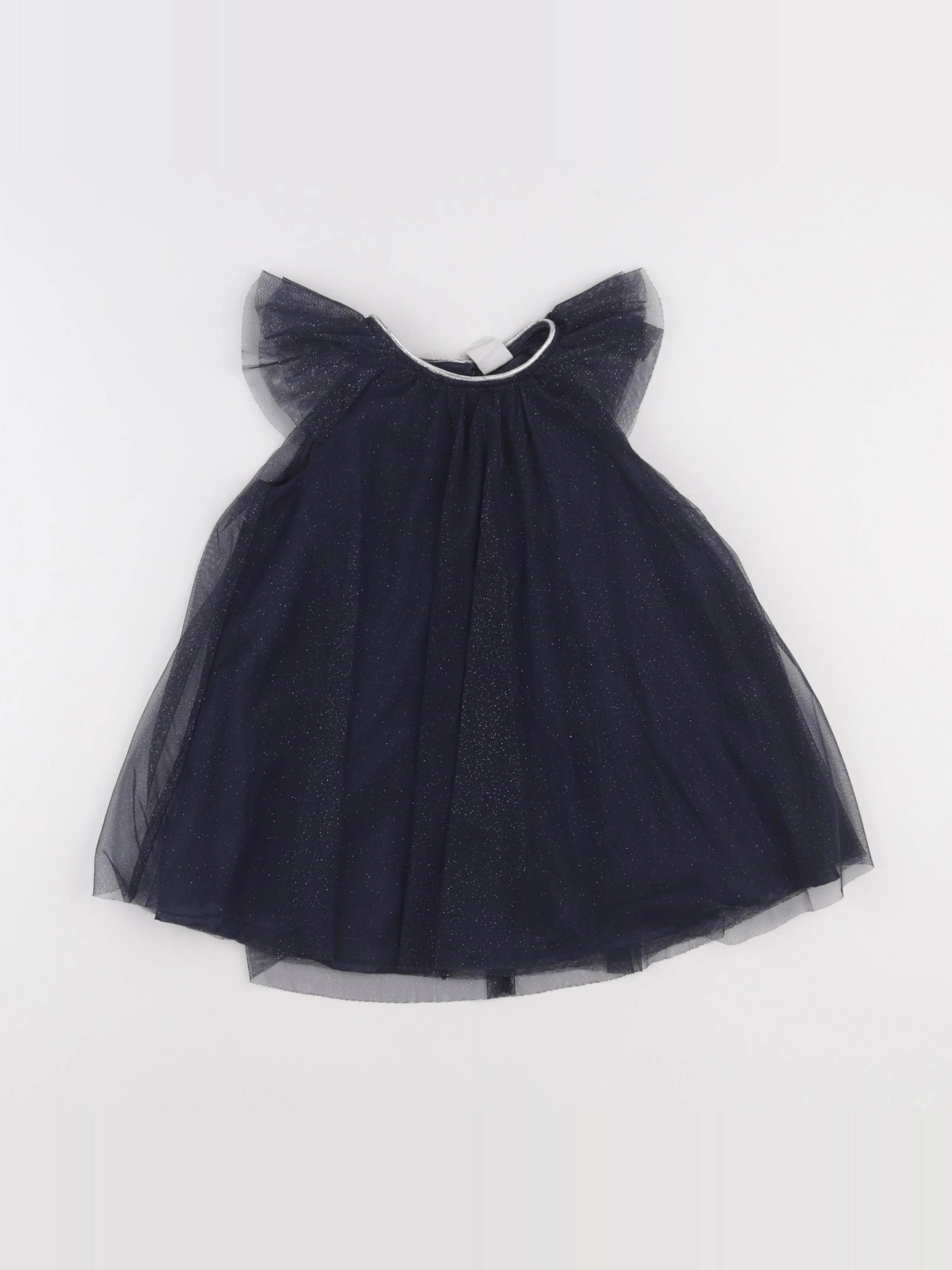 H&M - robe bleu, argent - 12/18 mois