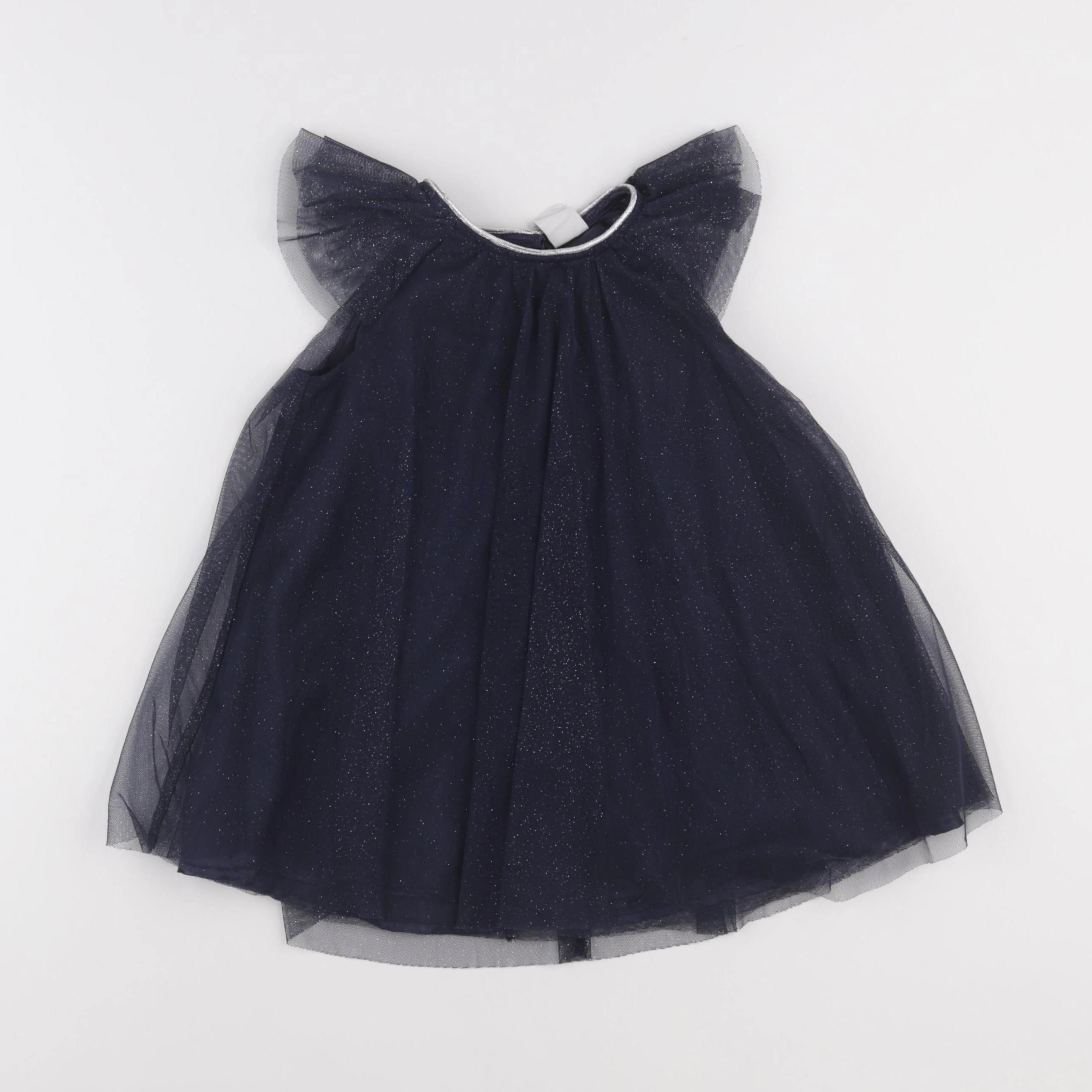 H&M - robe bleu, argent - 12/18 mois