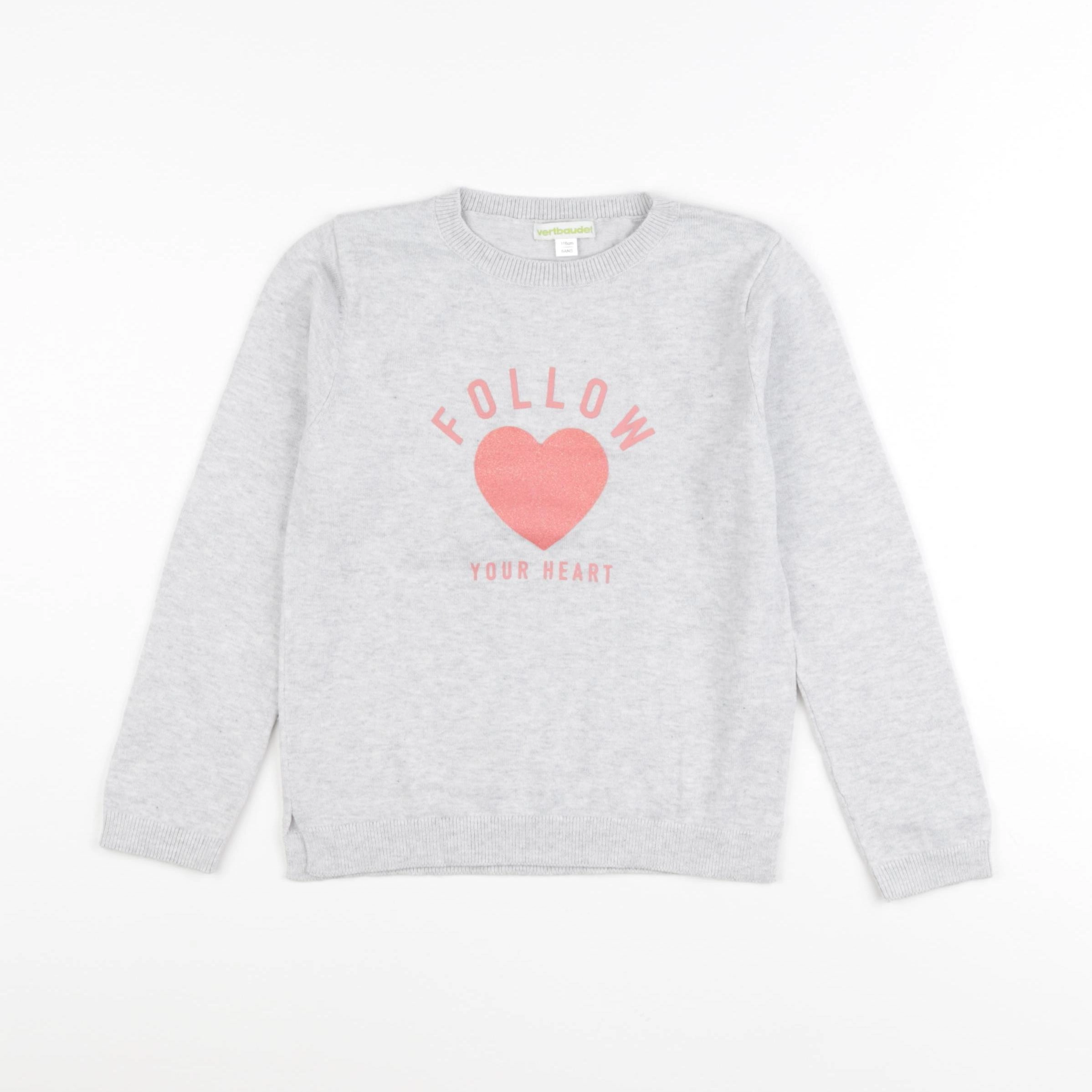 Vertbaudet - pull gris - 6 ans
