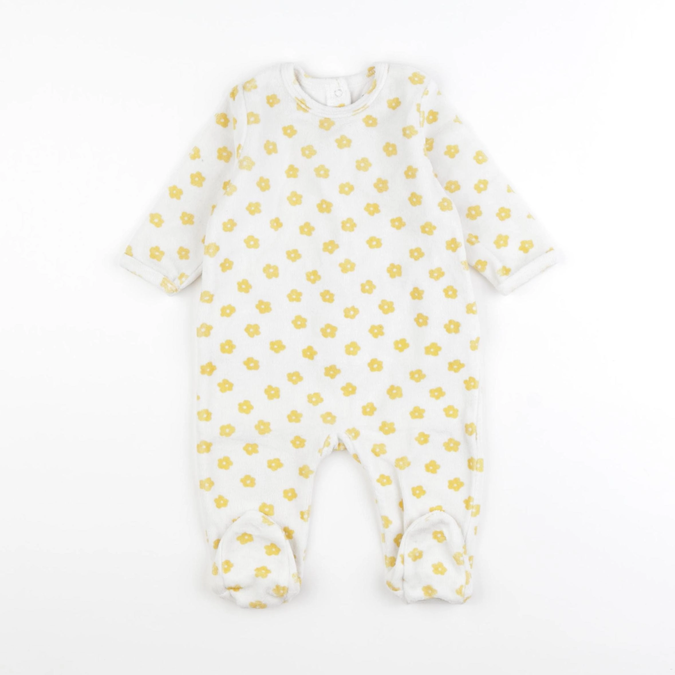 Vertbaudet - pyjama velours jaune - 6 mois