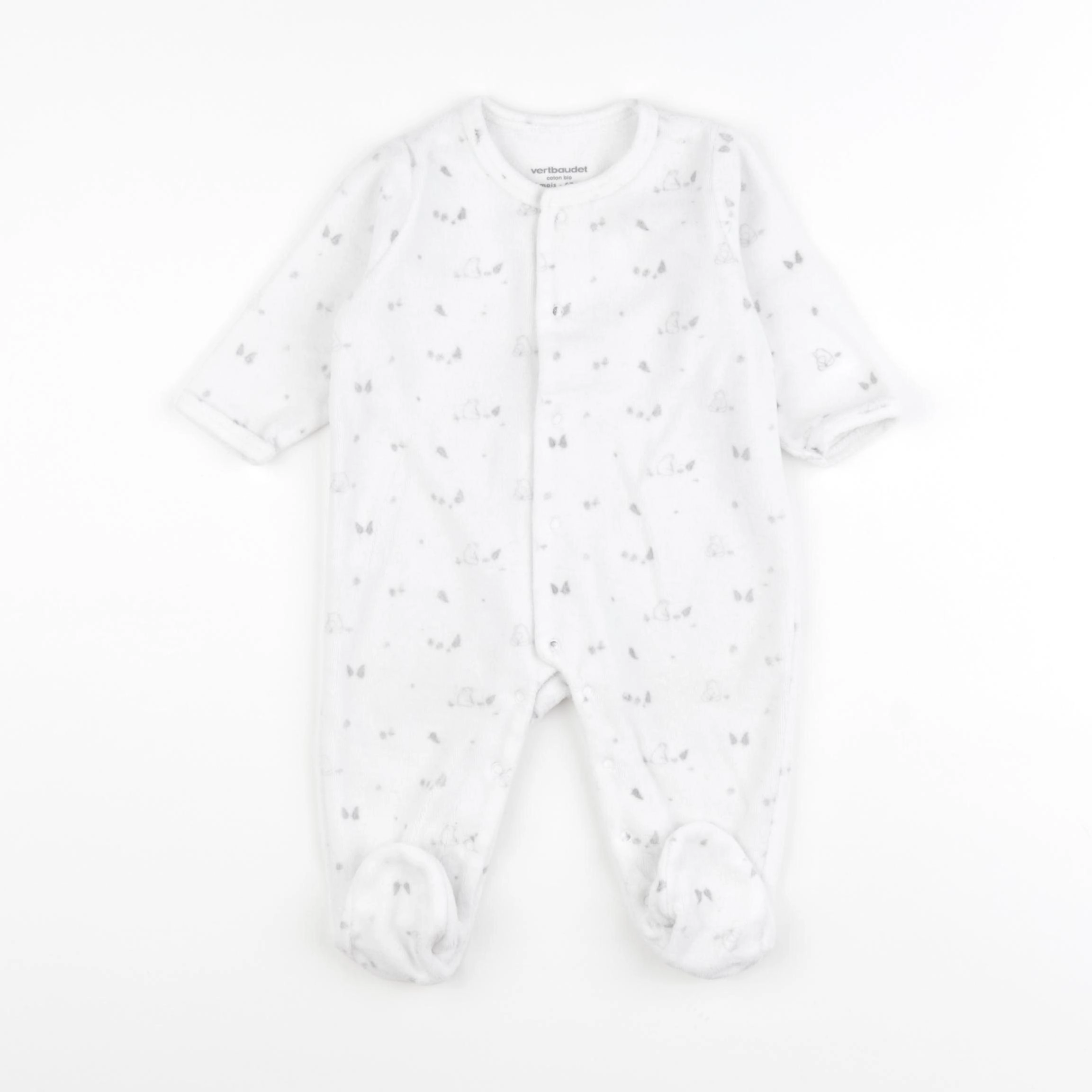 Vertbaudet - pyjama velours blanc - 6 mois
