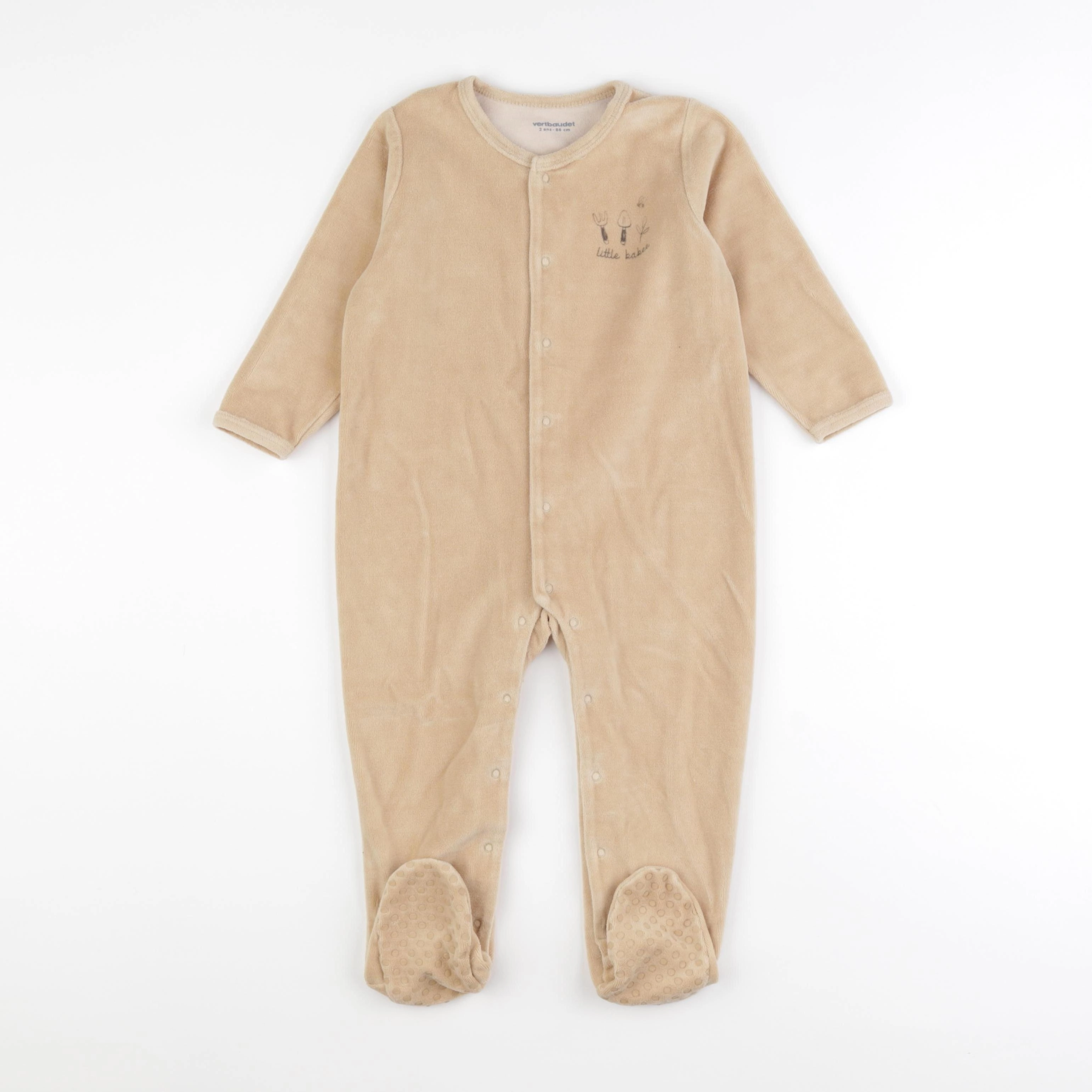 Vertbaudet - pyjama velours beige - 2 ans