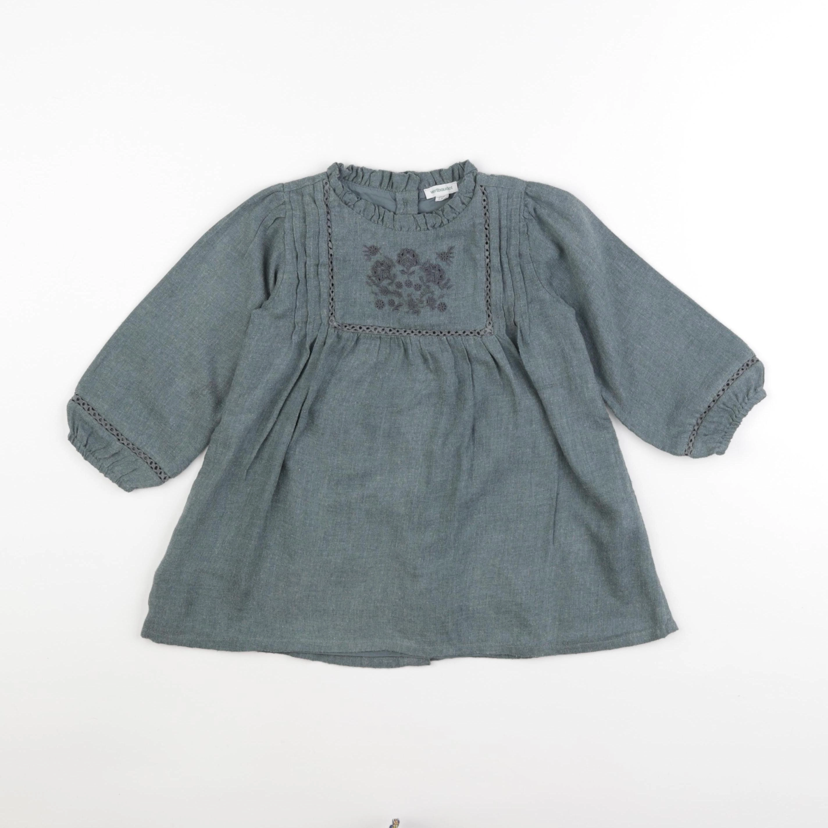 Vertbaudet - robe vert - 2 ans
