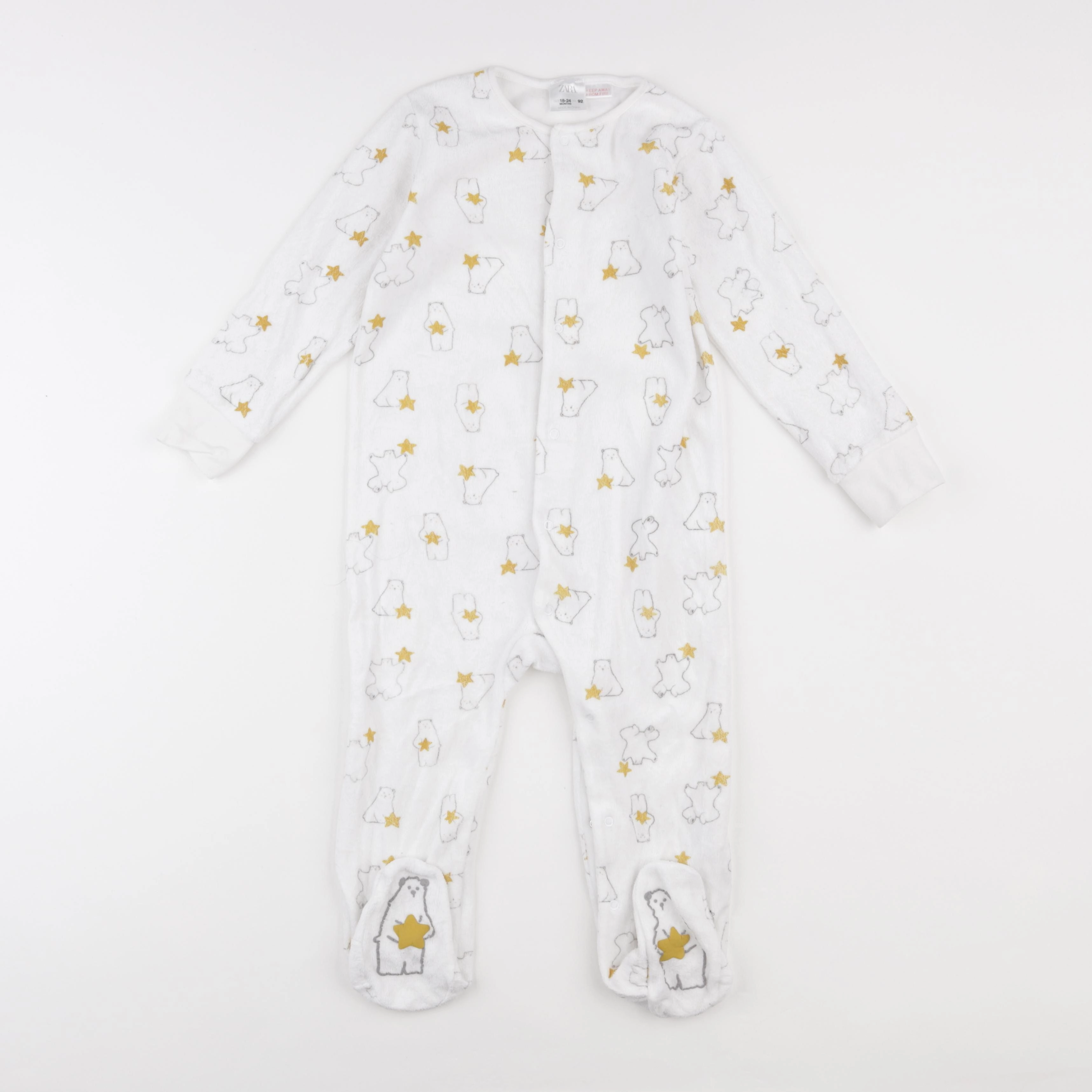 Zara - pyjama velours blanc - 18/24 mois
