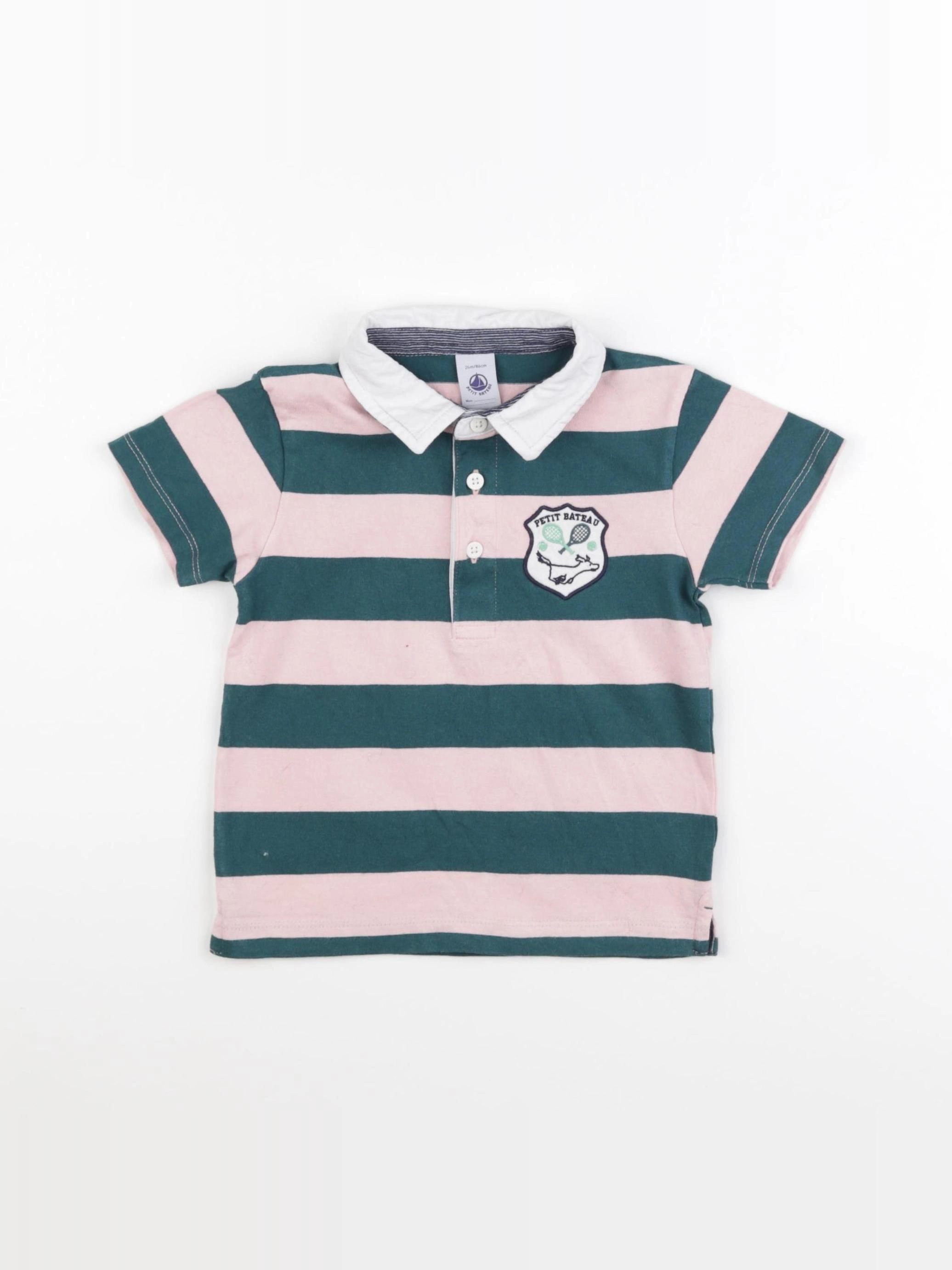 Petit Bateau - polo vert, rose - 24 mois