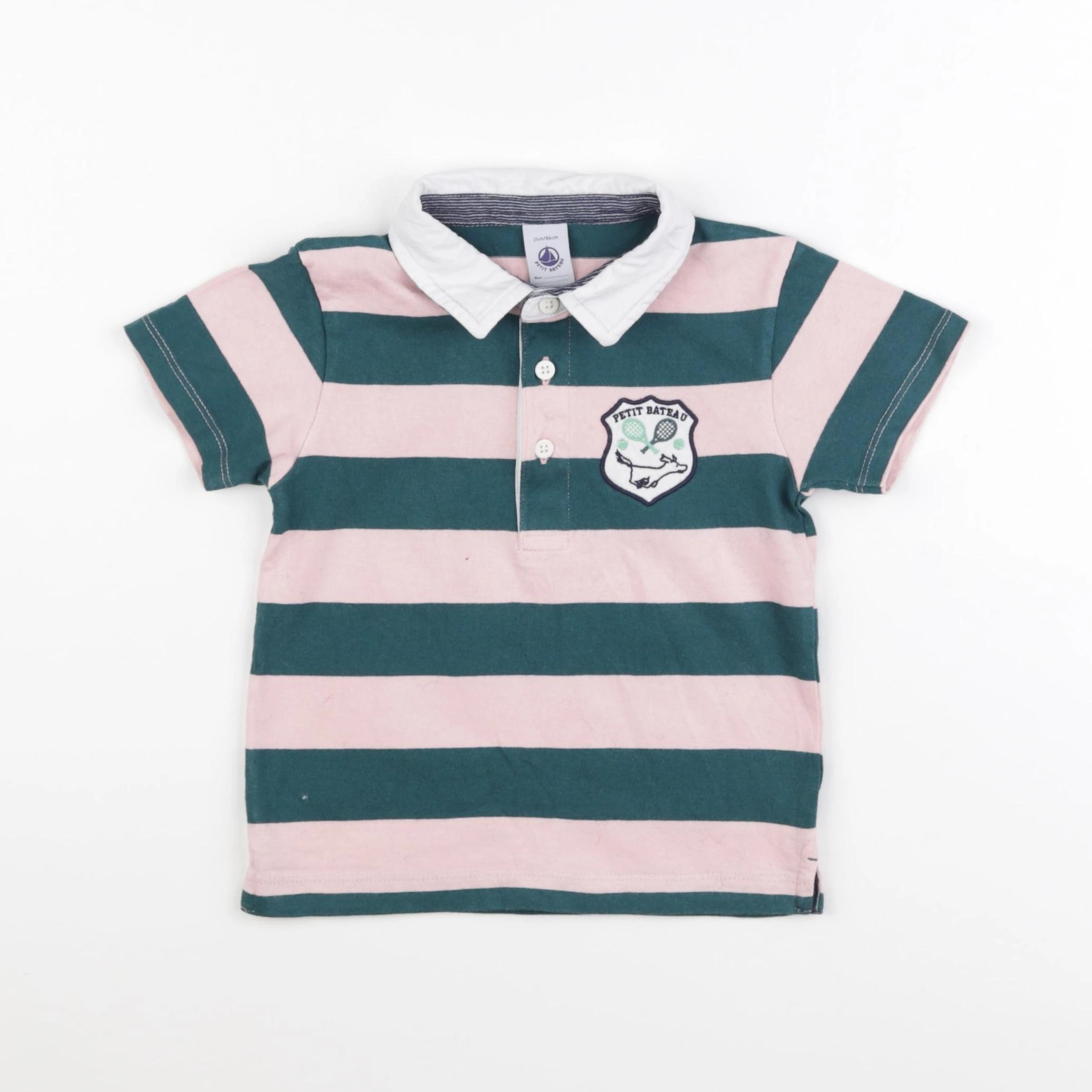 Petit Bateau - polo vert, rose - 24 mois