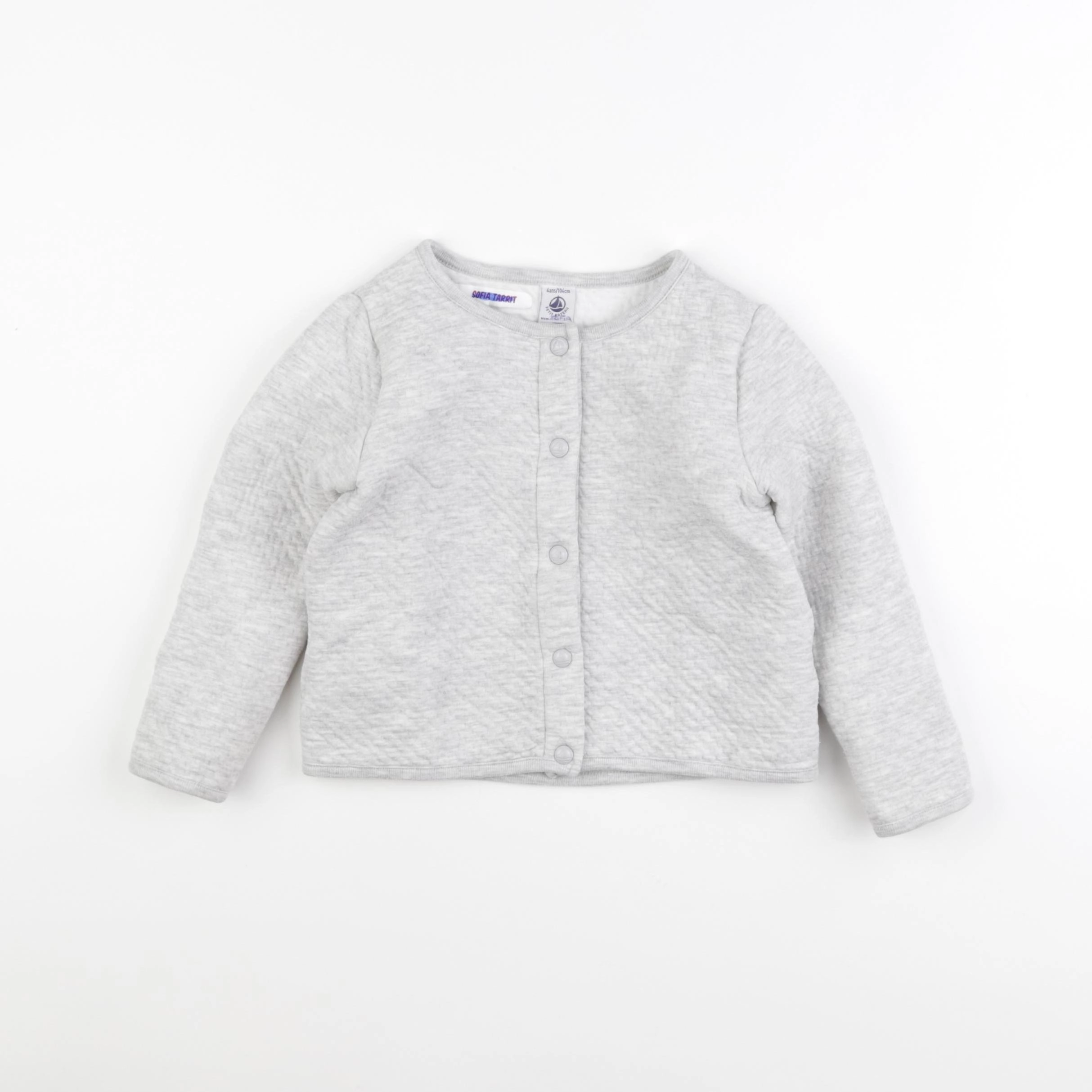 Petit Bateau - gilet gris - 4 ans