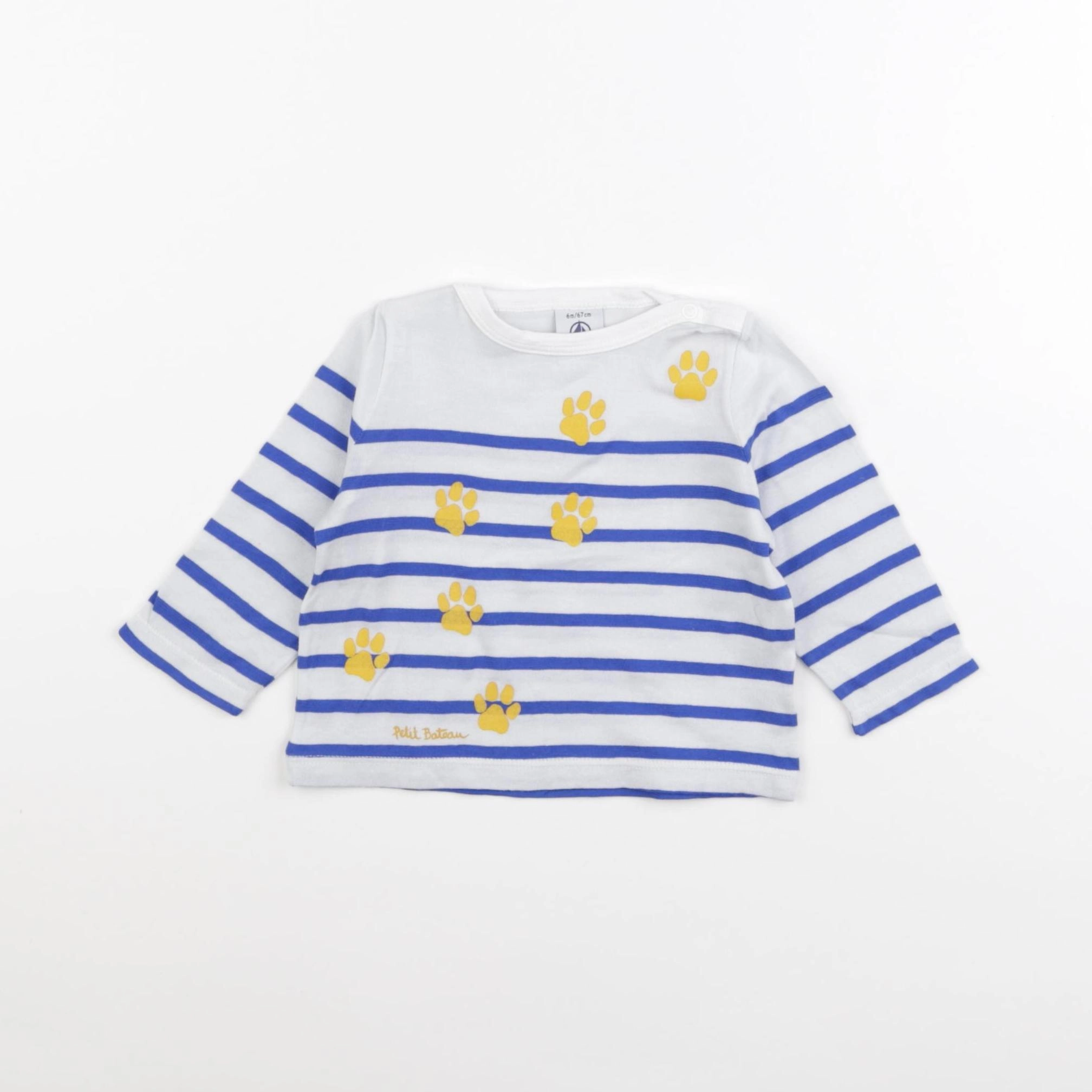 Petit Bateau - tee-shirt bleu - 6 mois