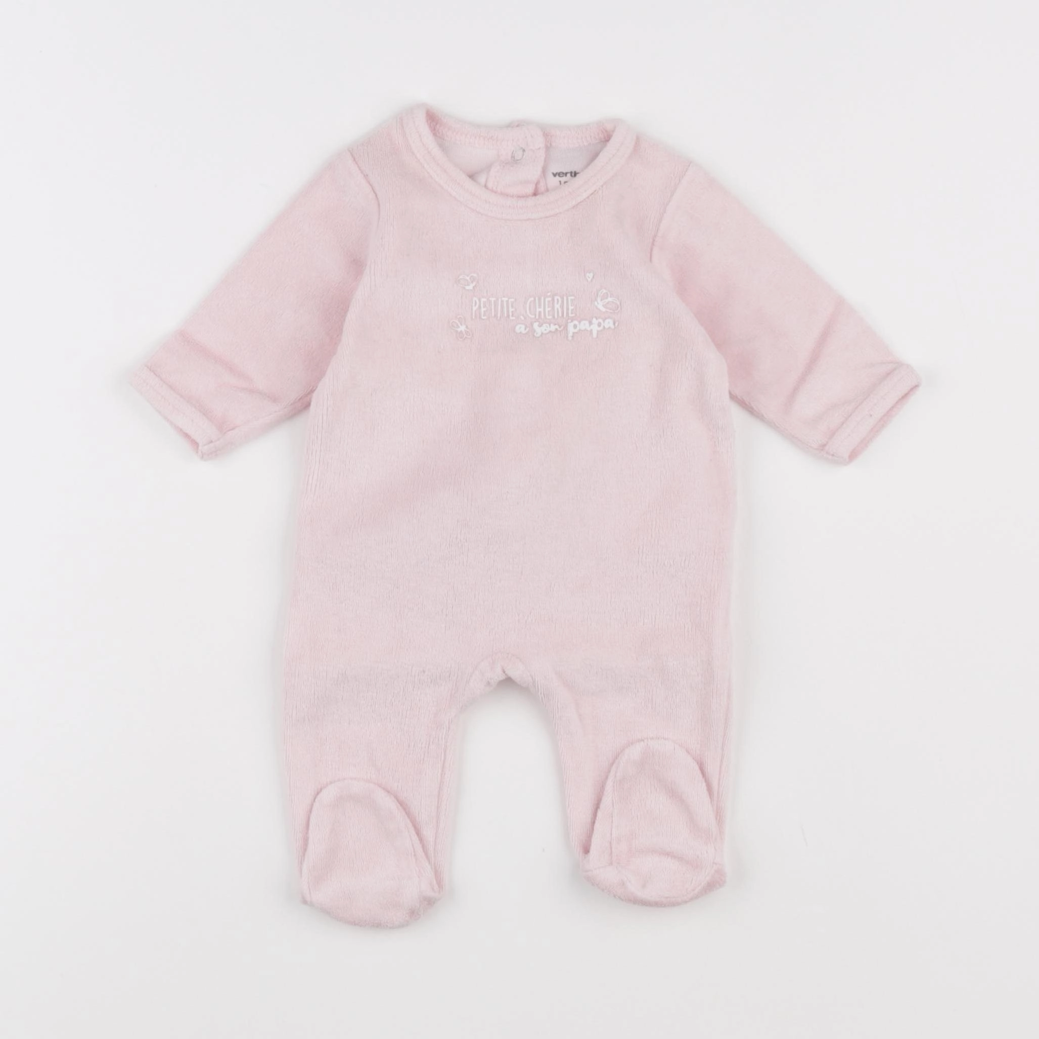 Vertbaudet - pyjama velours rose - 1 mois