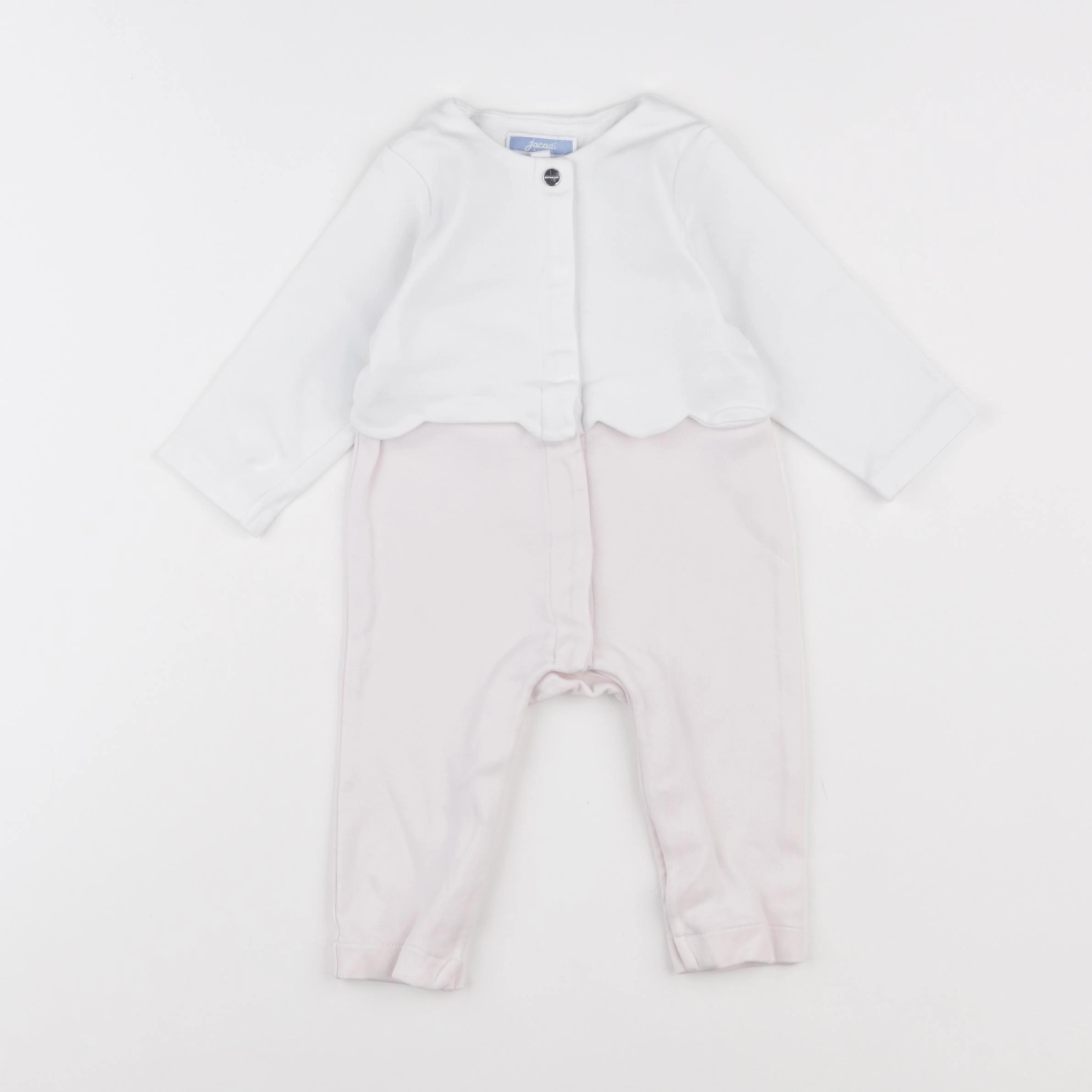 Jacadi - pyjama coton blanc, rose - 6 mois