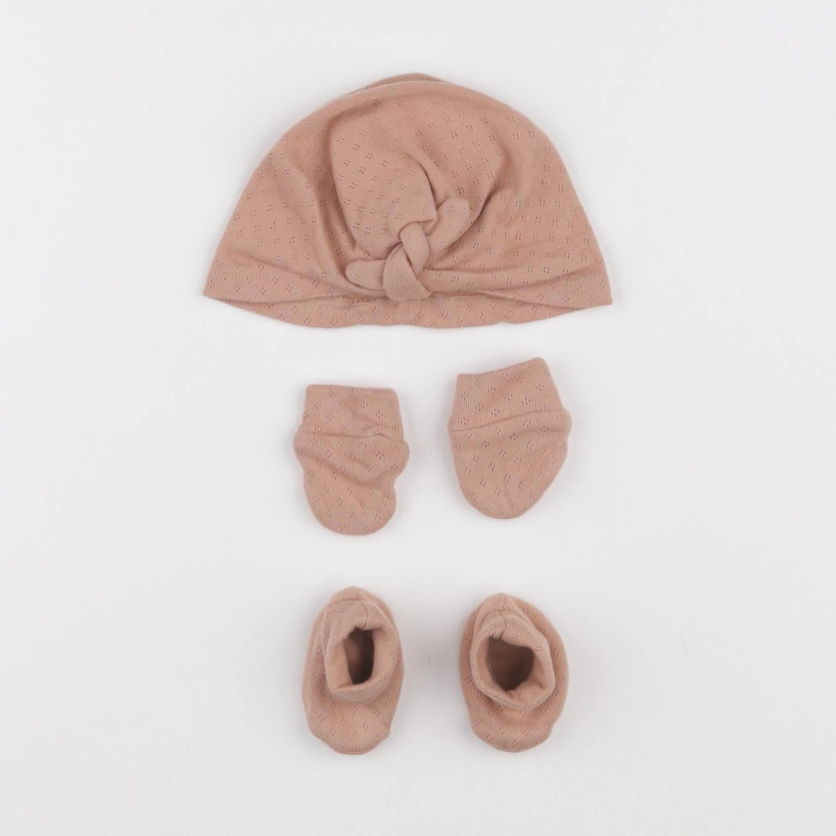 Vertbaudet - ensemble bonnet/moufles rose - 0/1 mois
