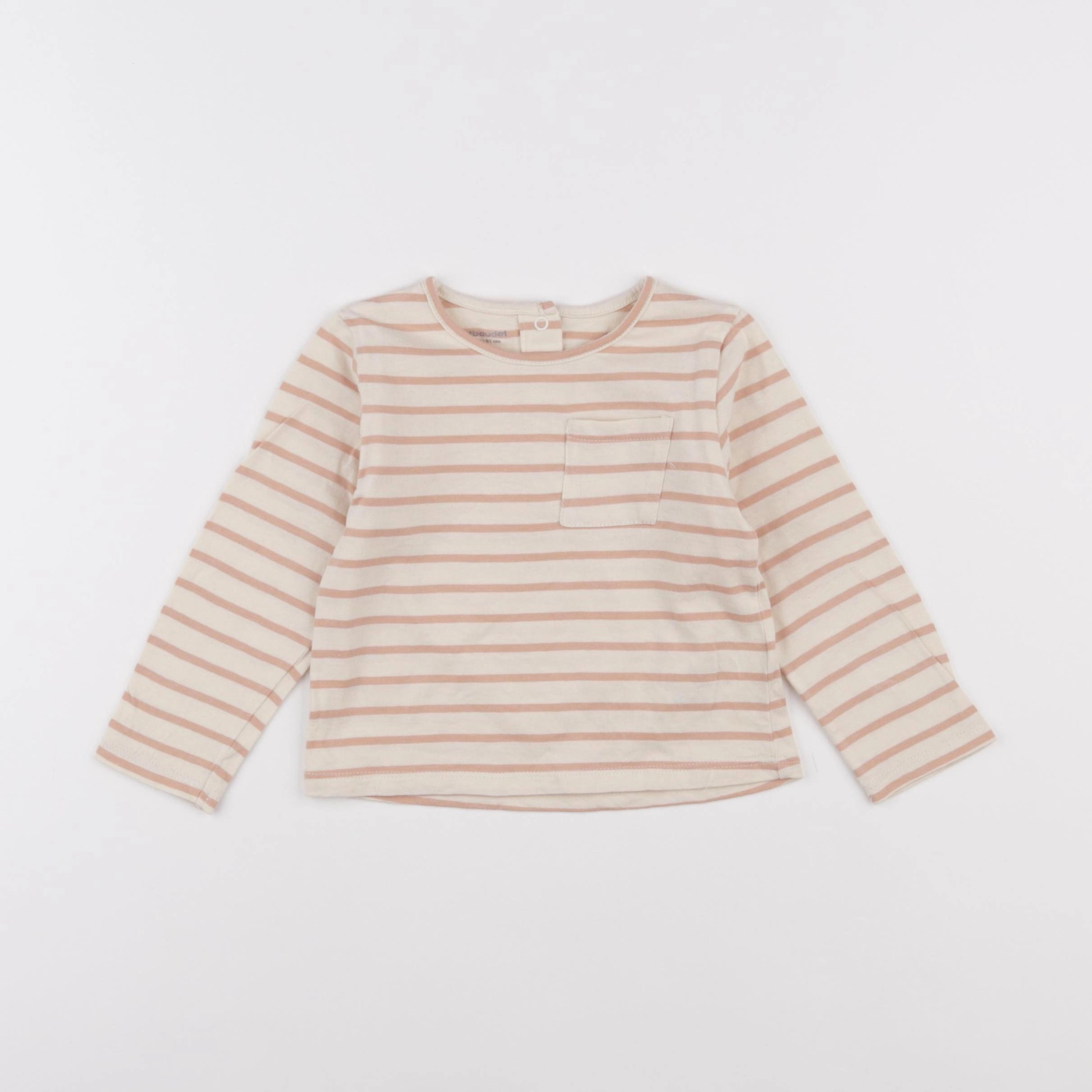 Vertbaudet - tee-shirt blanc, rose - 18 mois