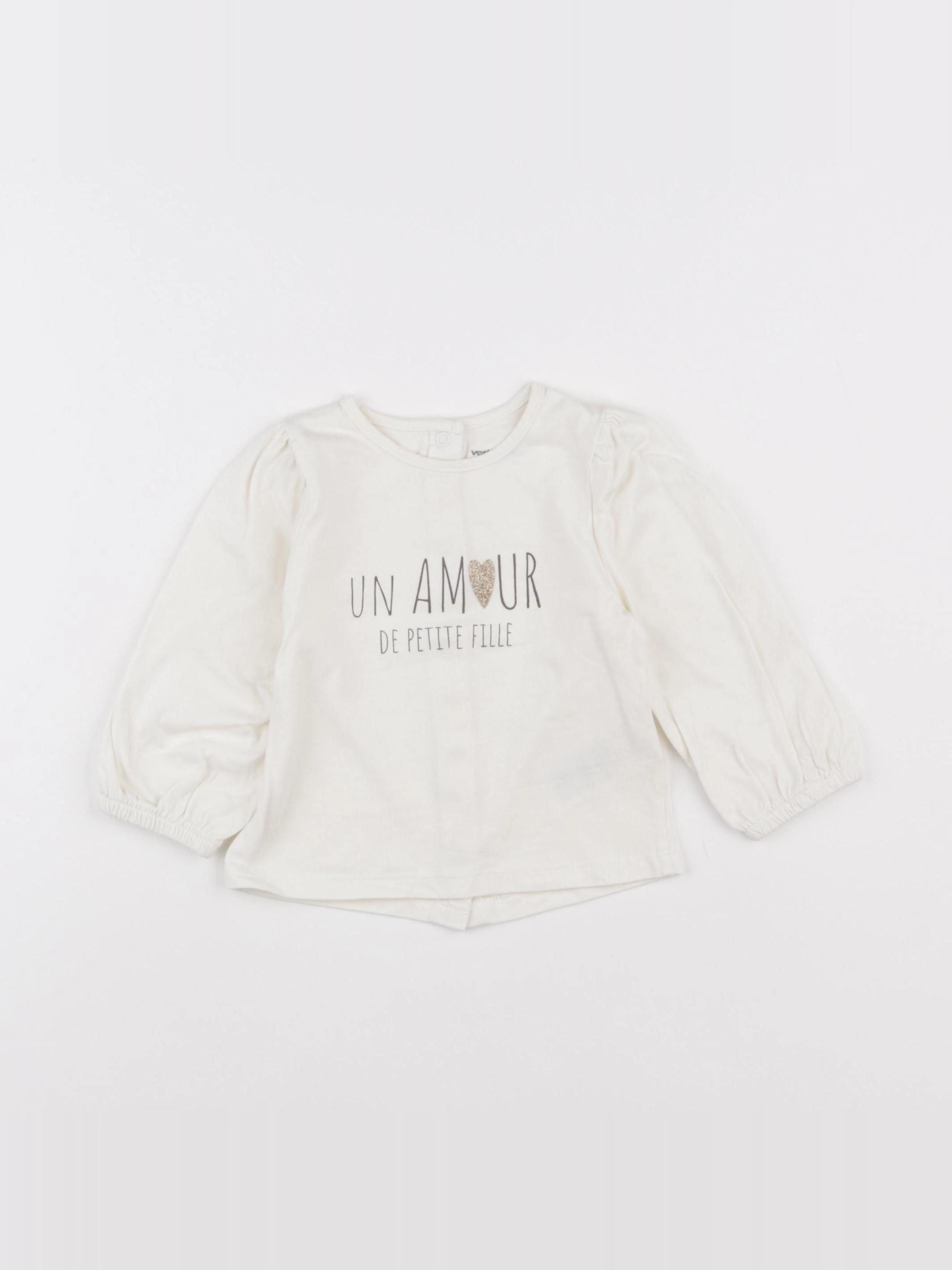 Vertbaudet - tee-shirt blanc - 9 mois
