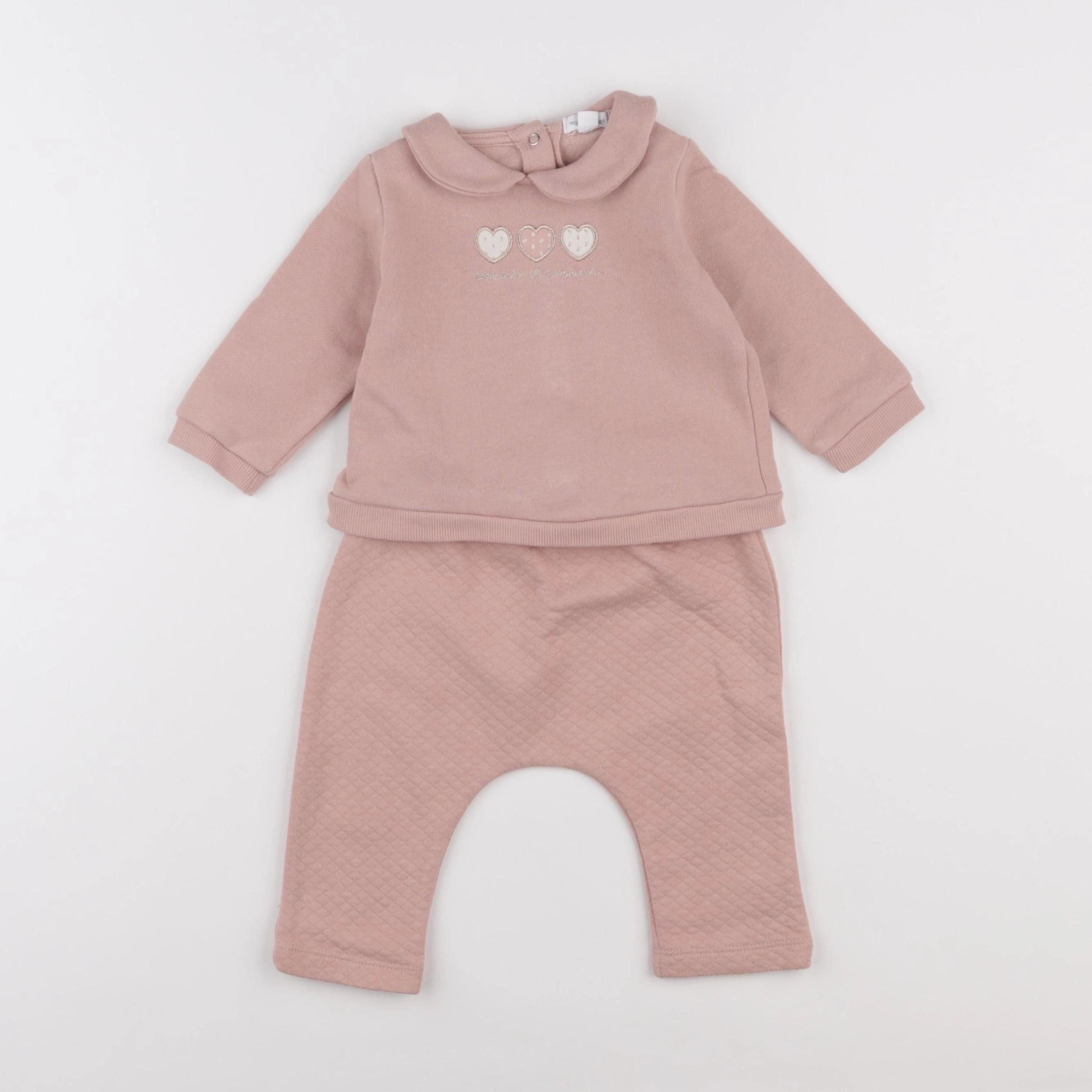 Vertbaudet - ensemble rose - 9 mois