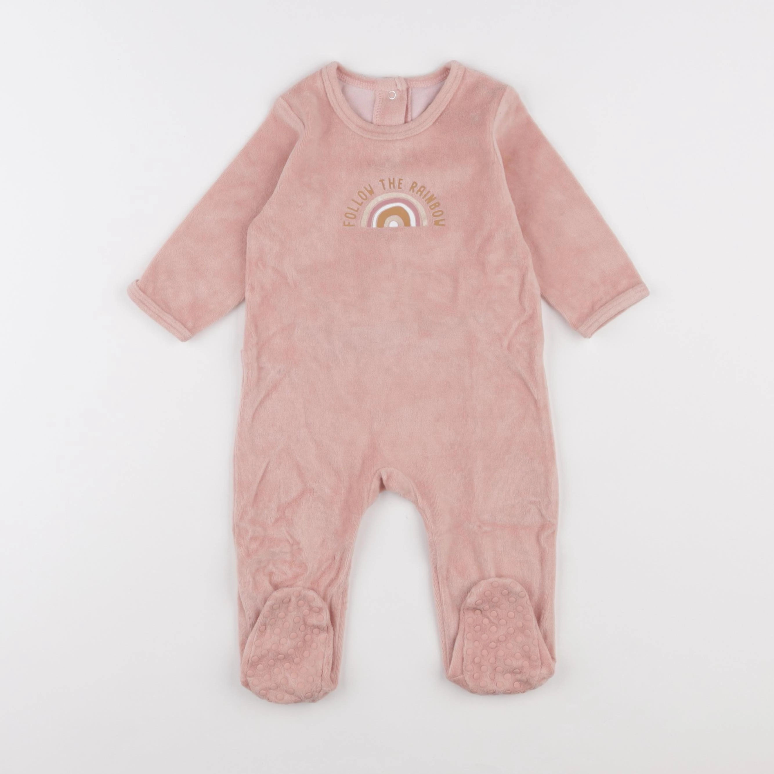 Vertbaudet - pyjama velours rose - 9 mois