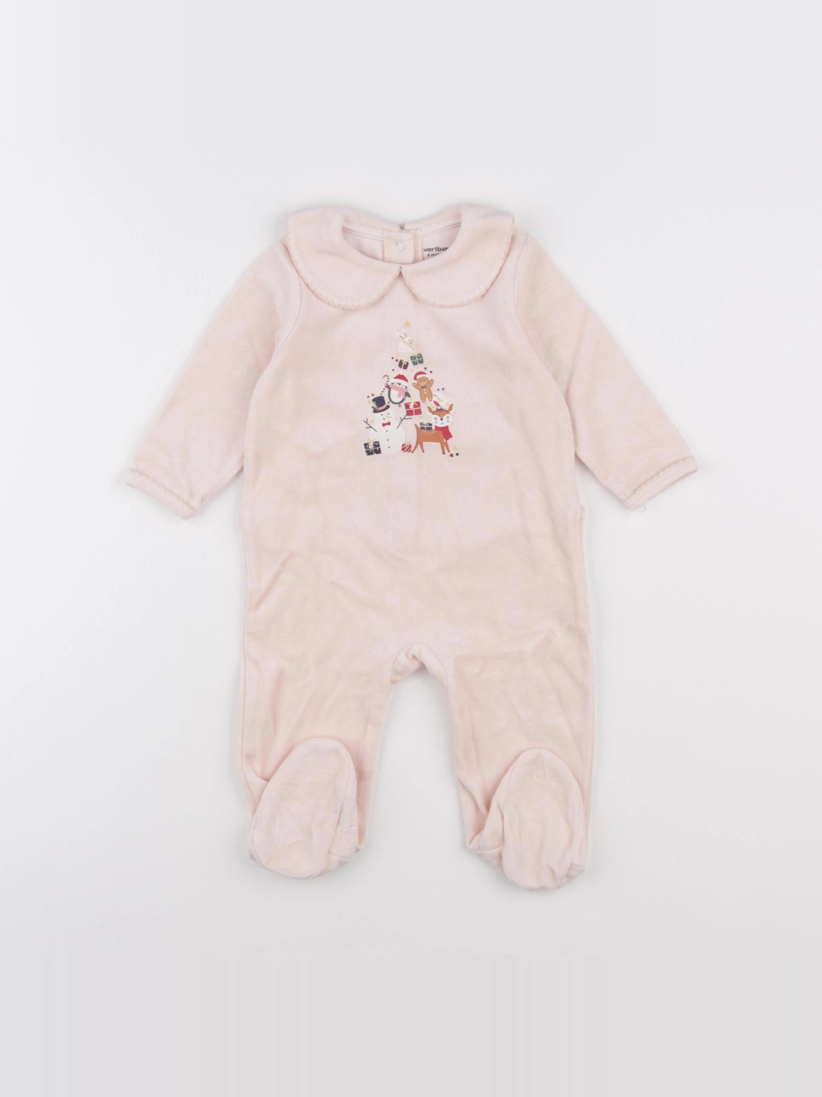 Vertbaudet - pyjama velours rose - 9 mois