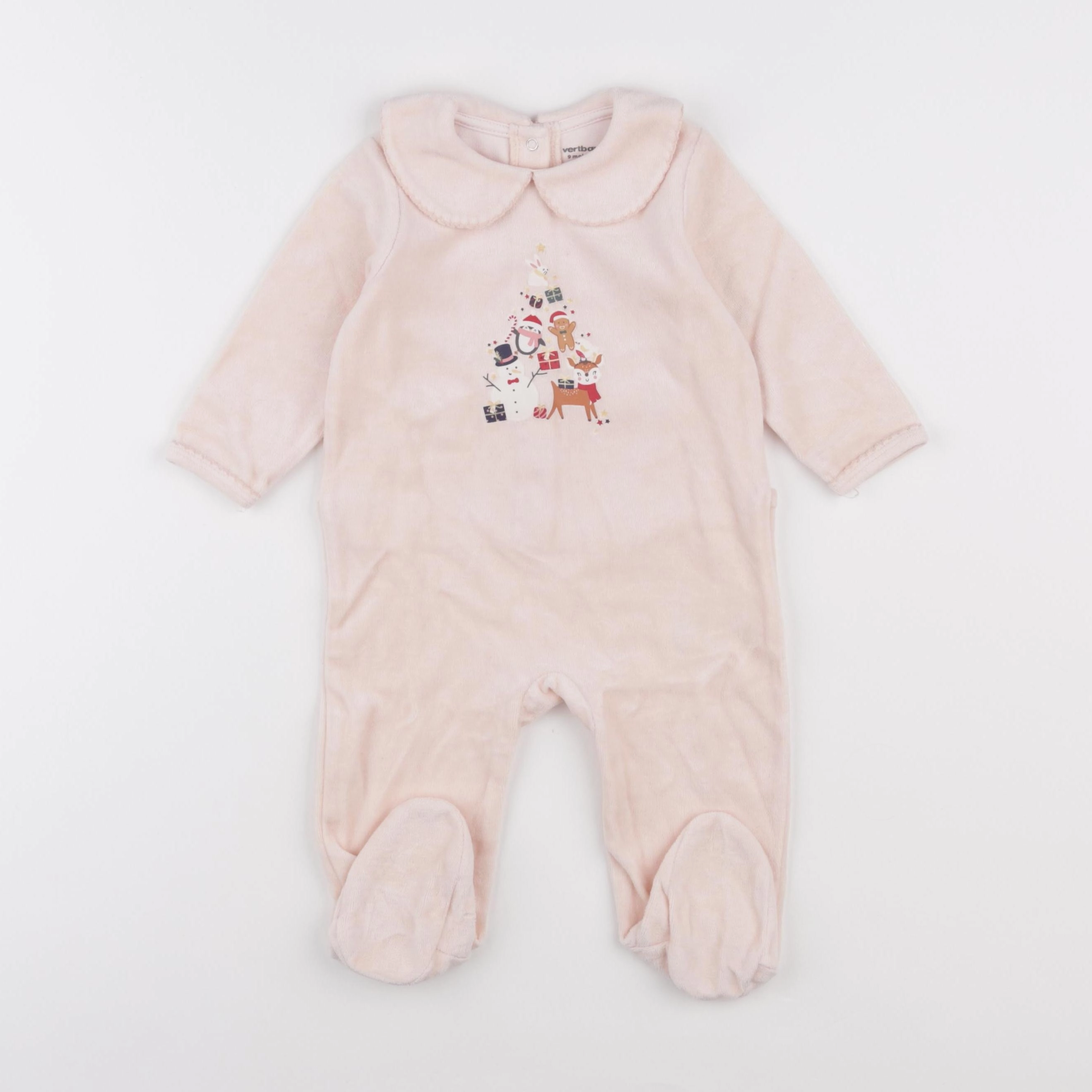Vertbaudet - pyjama velours rose - 9 mois