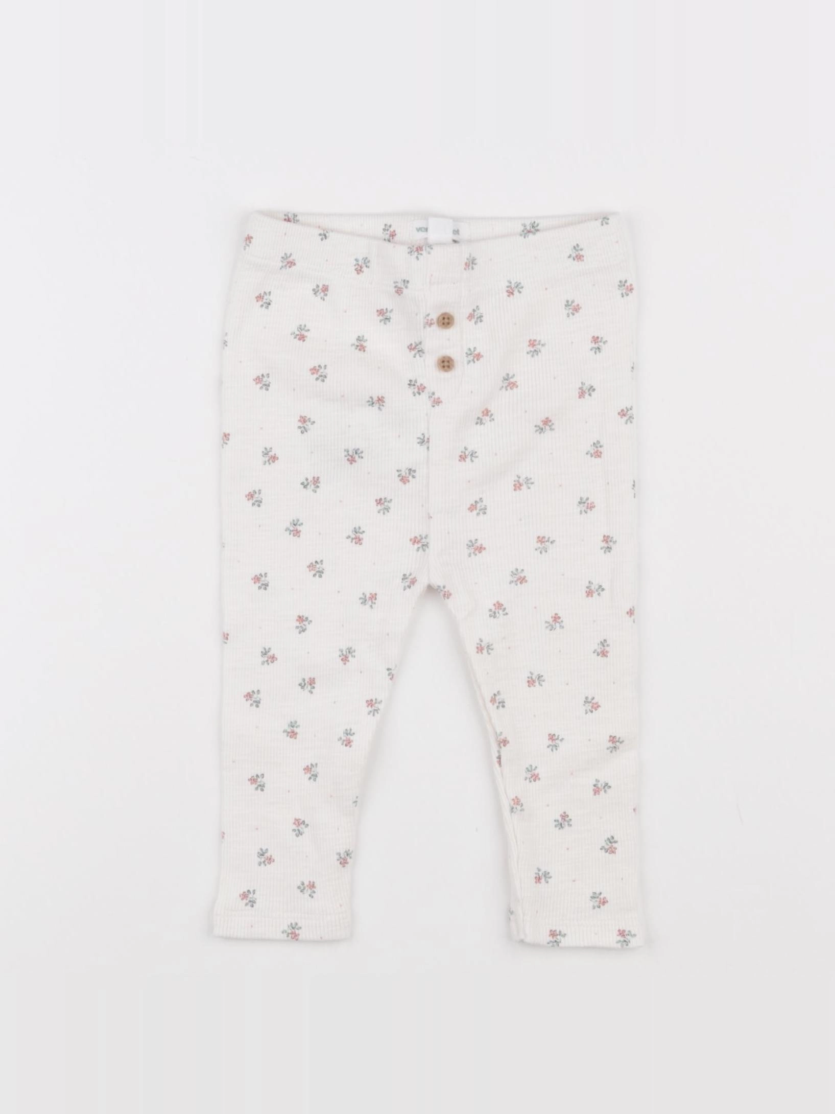 Vertbaudet - legging blanc, rose - 12 mois