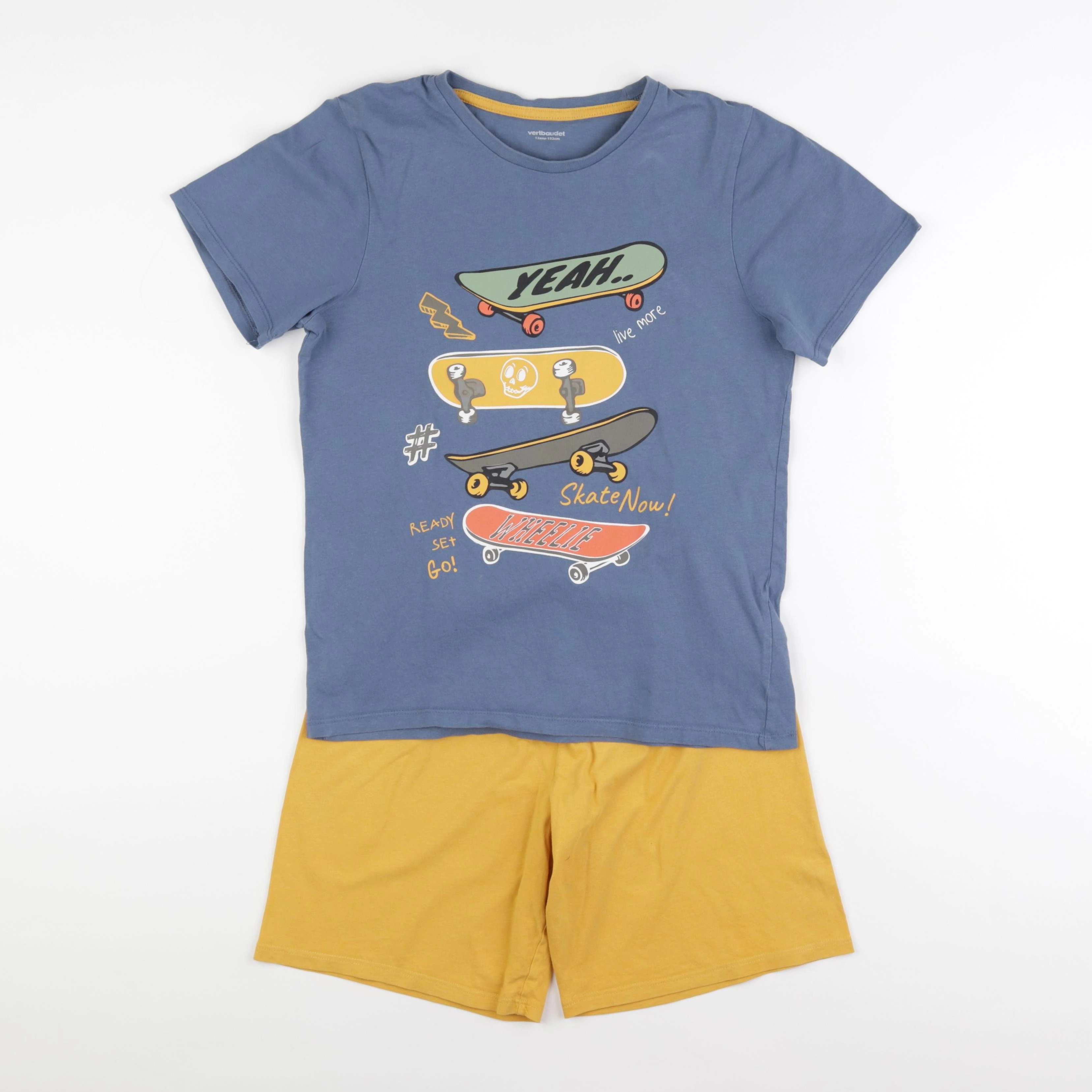 Vertbaudet - pyjama coton bleu, jaune - 12 ans