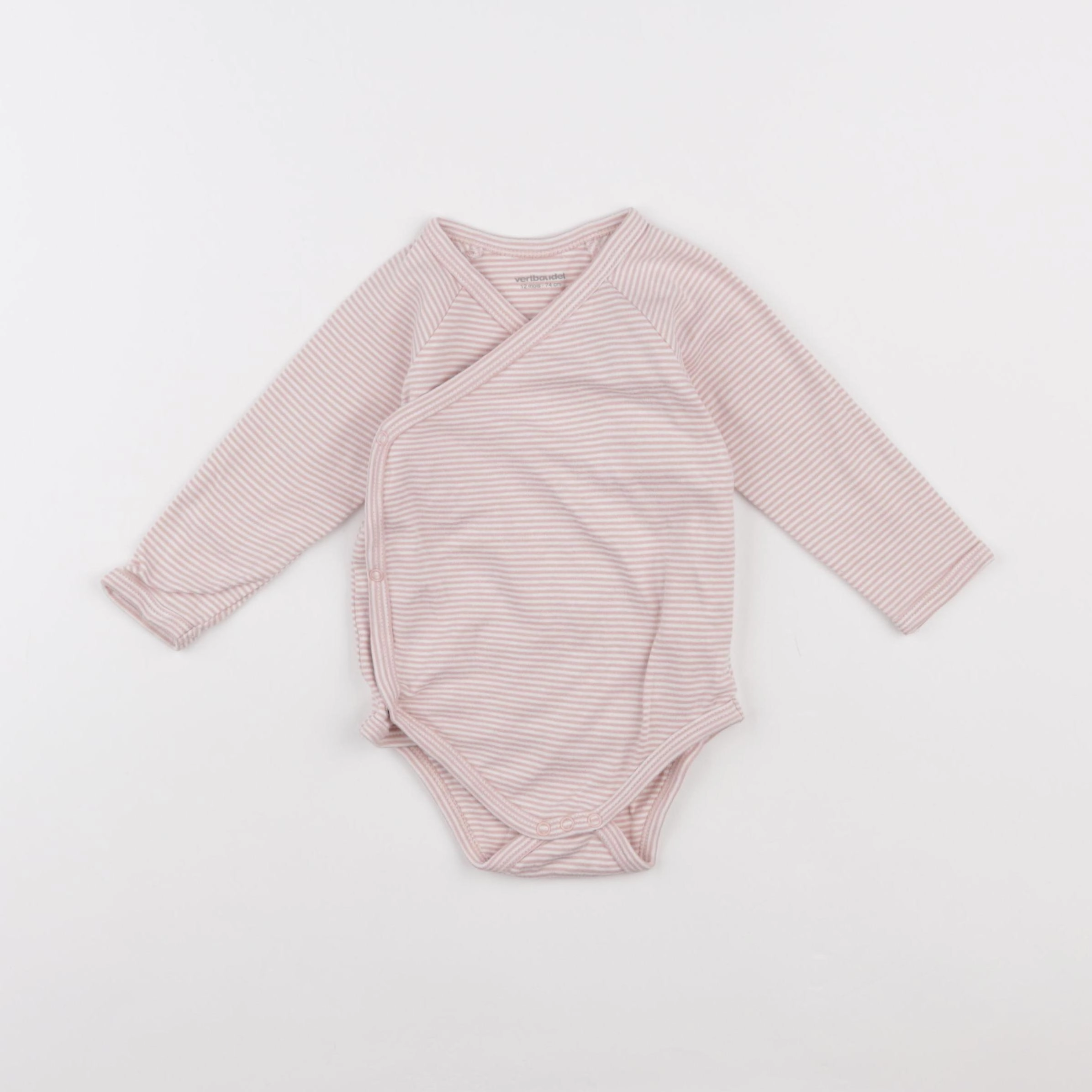Vertbaudet - body rose, blanc - 12 mois