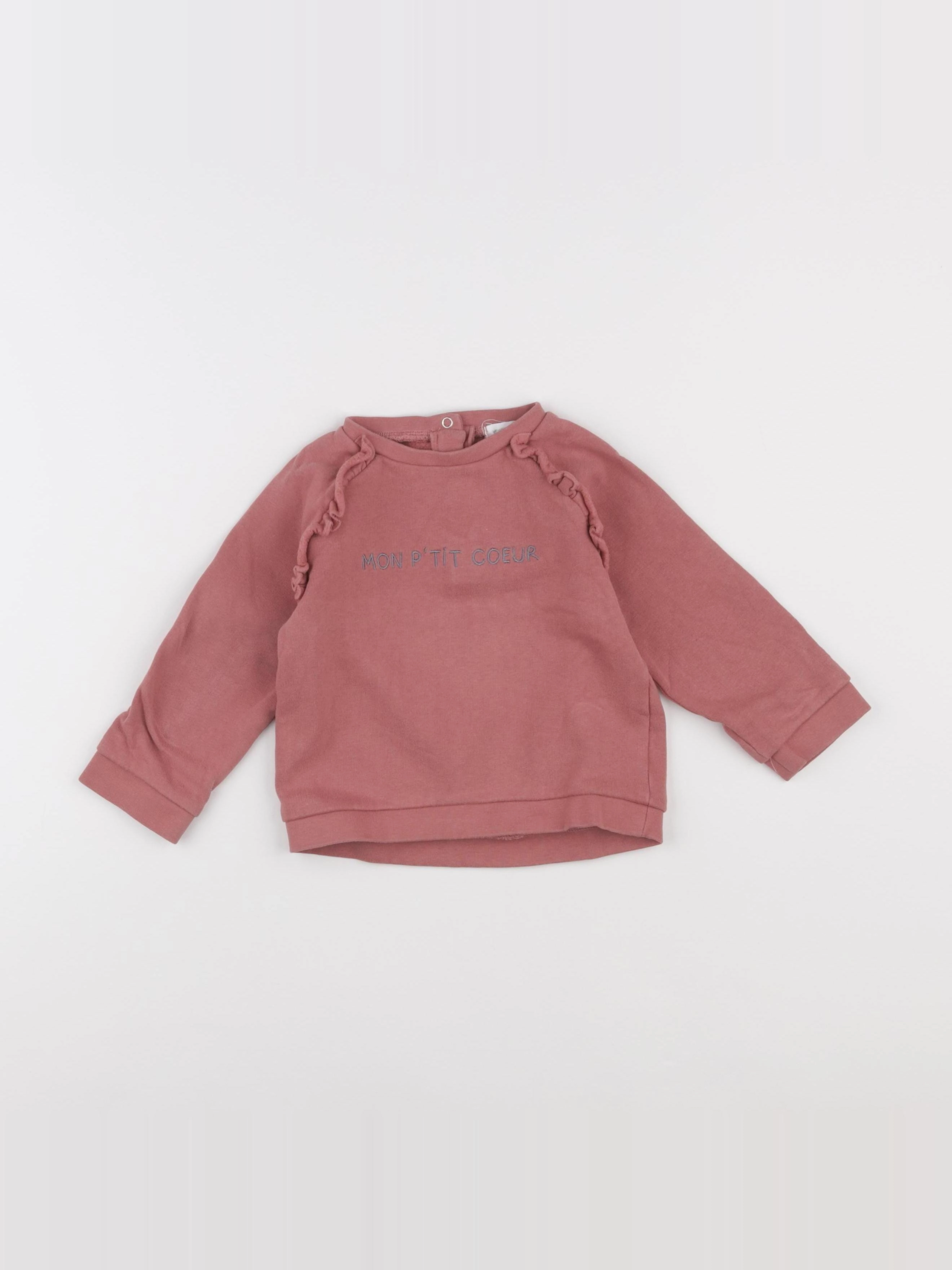 Vertbaudet - sweat rose - 18 mois