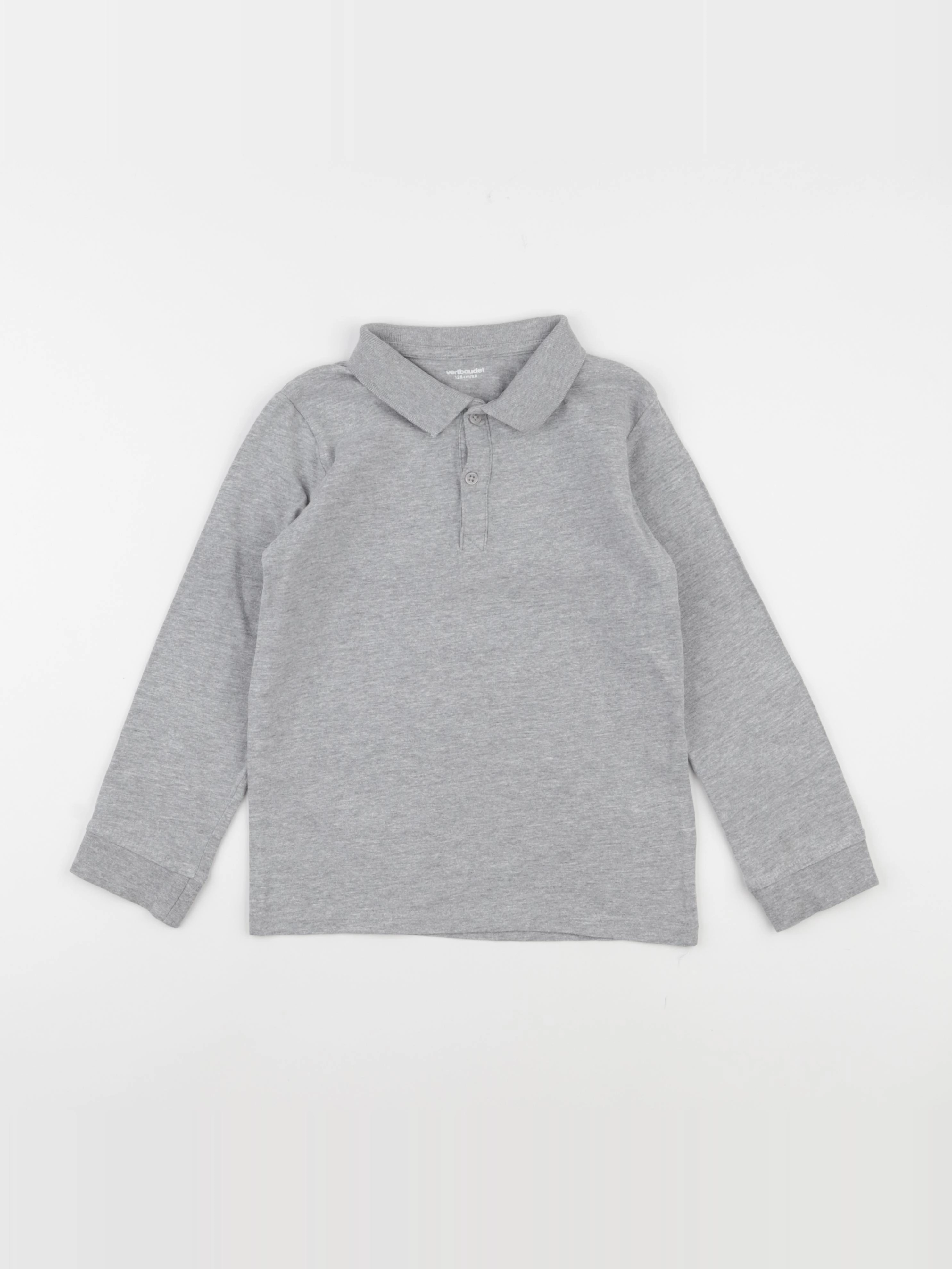 Vertbaudet - polo gris - 8 ans