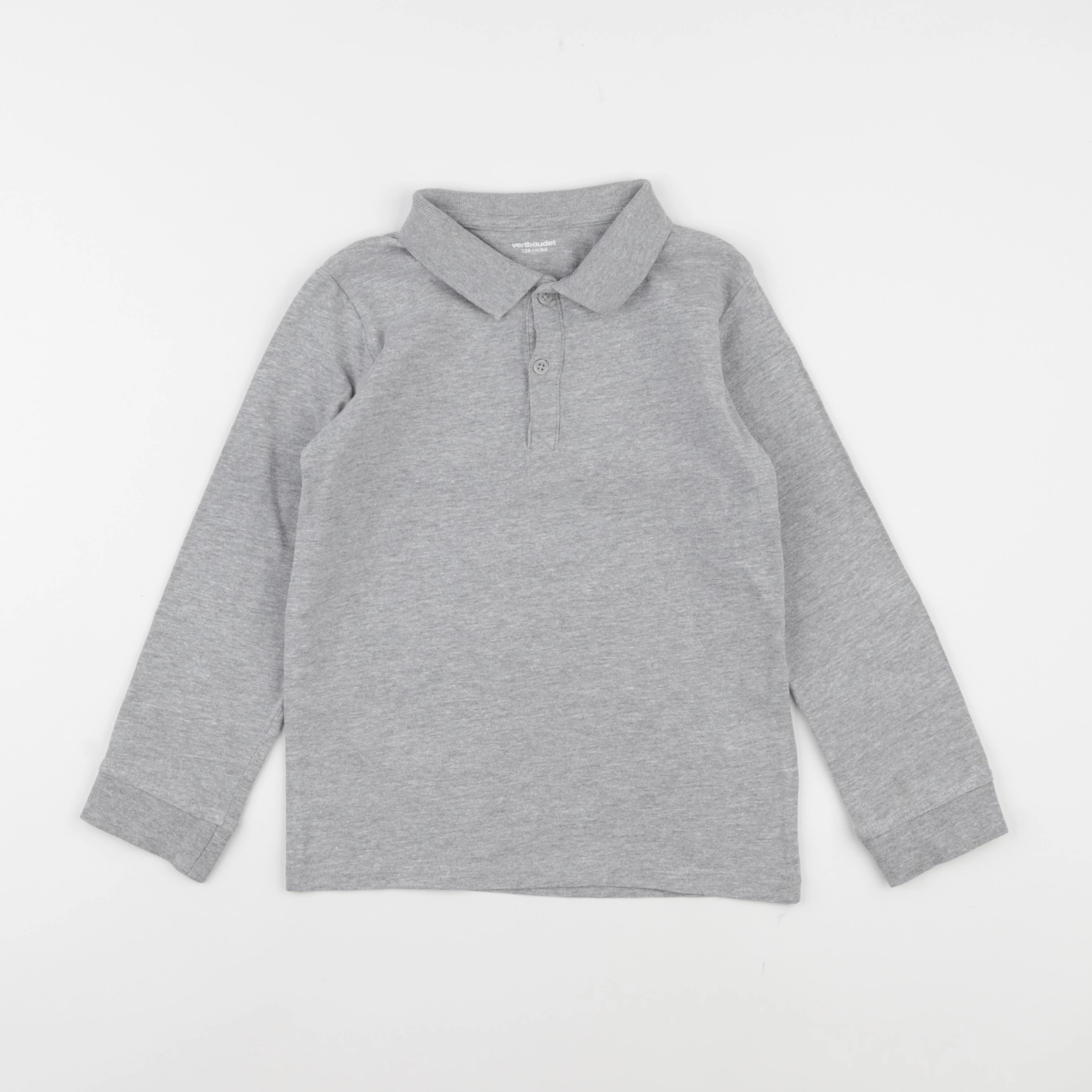 Vertbaudet - polo gris - 8 ans