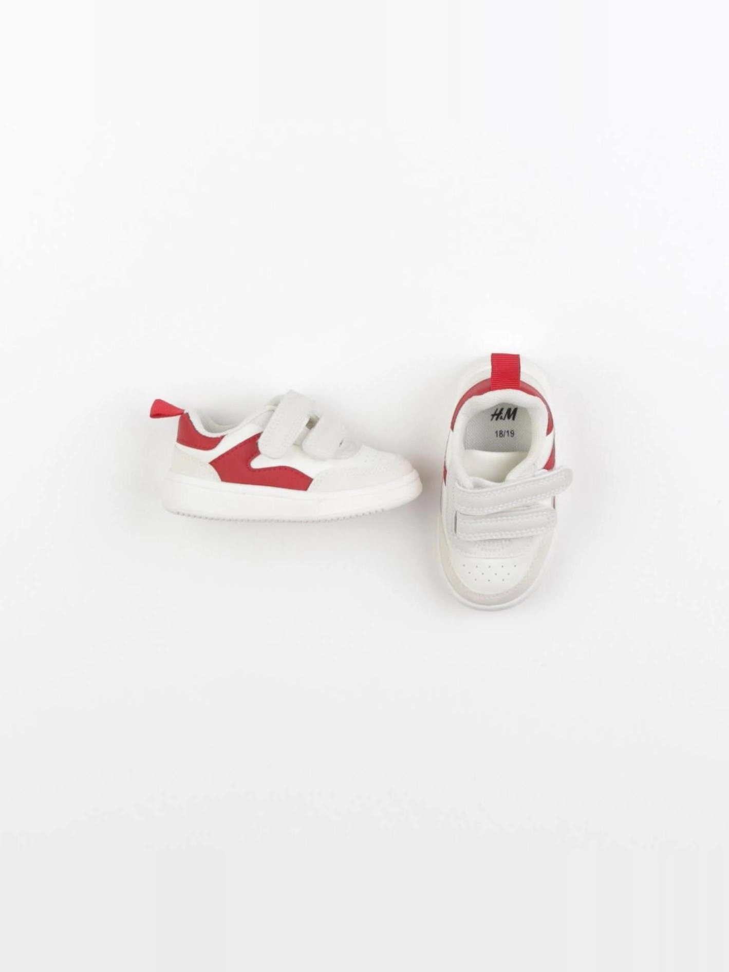 H&M - tennis à scratch/ lacets beige, rouge - pointure 18/19