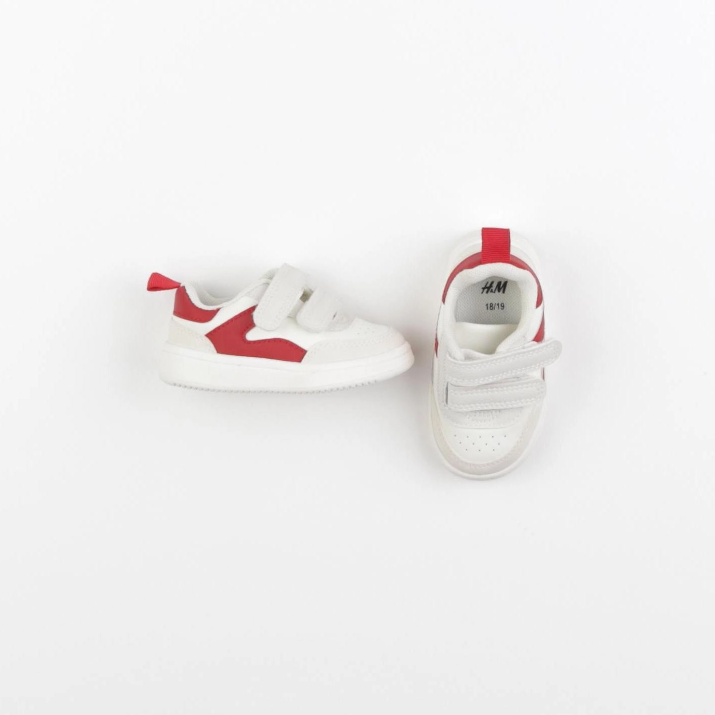 H&M - tennis à scratch/ lacets beige, rouge - pointure 18/19