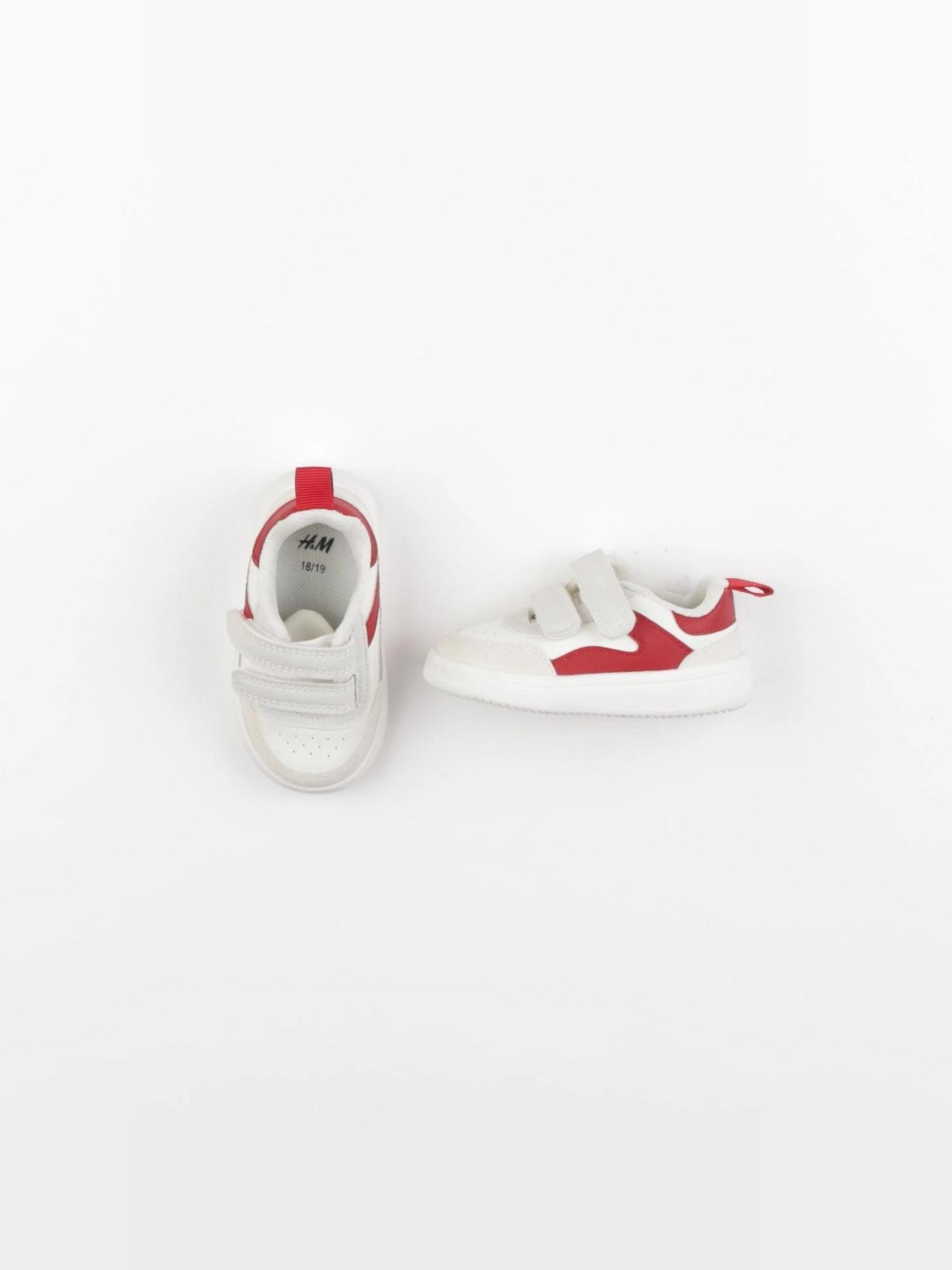 H&M - tennis à scratch/ lacets beige, rouge - pointure 18/19