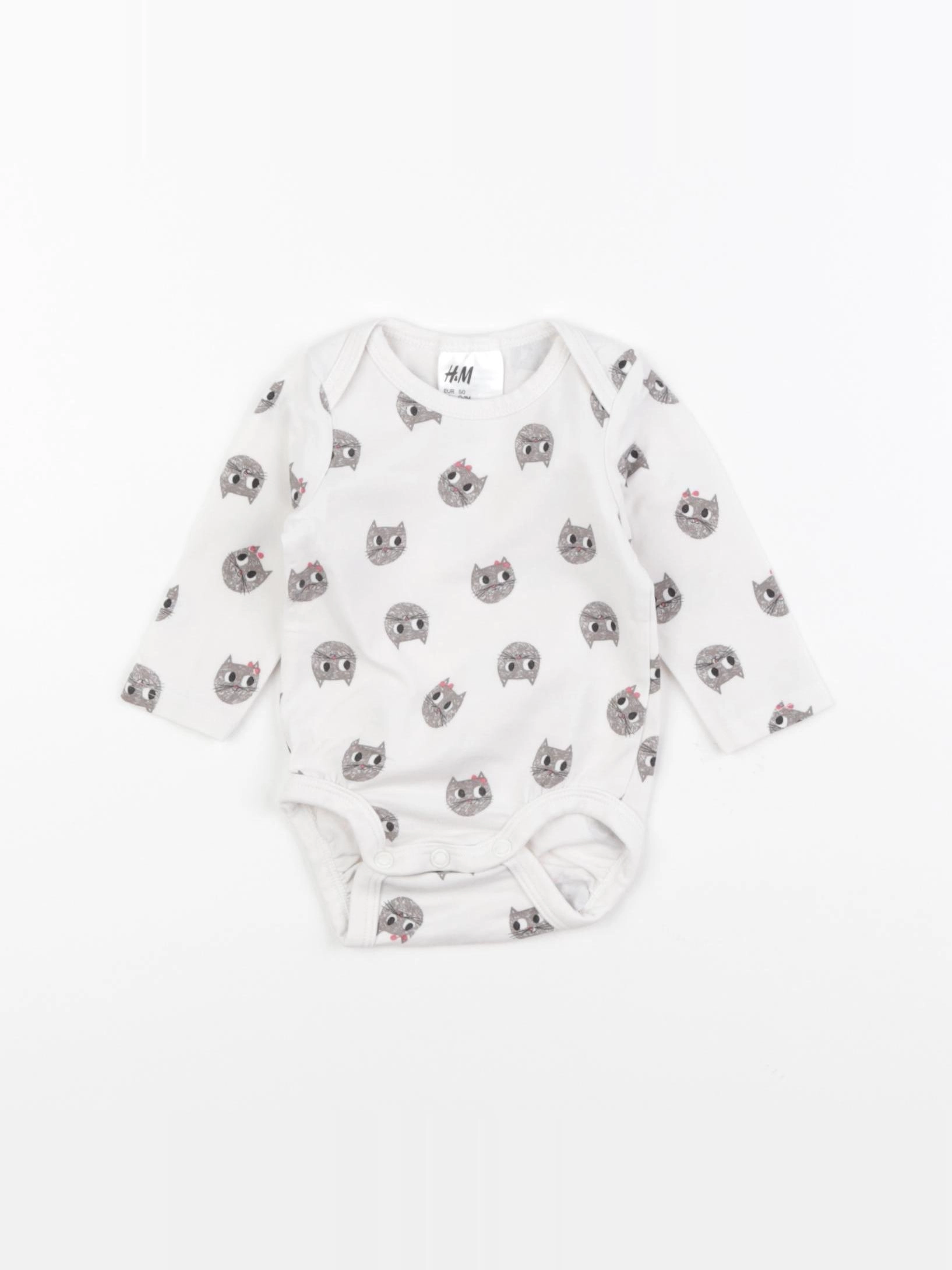 H&M - body blanc, gris - 0/1 mois