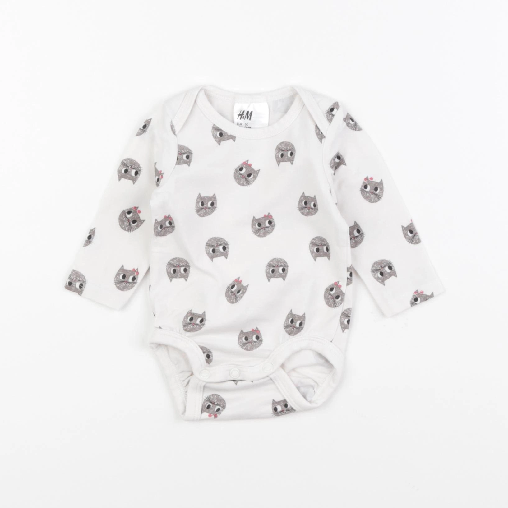 H&M - body blanc, gris - 0/1 mois