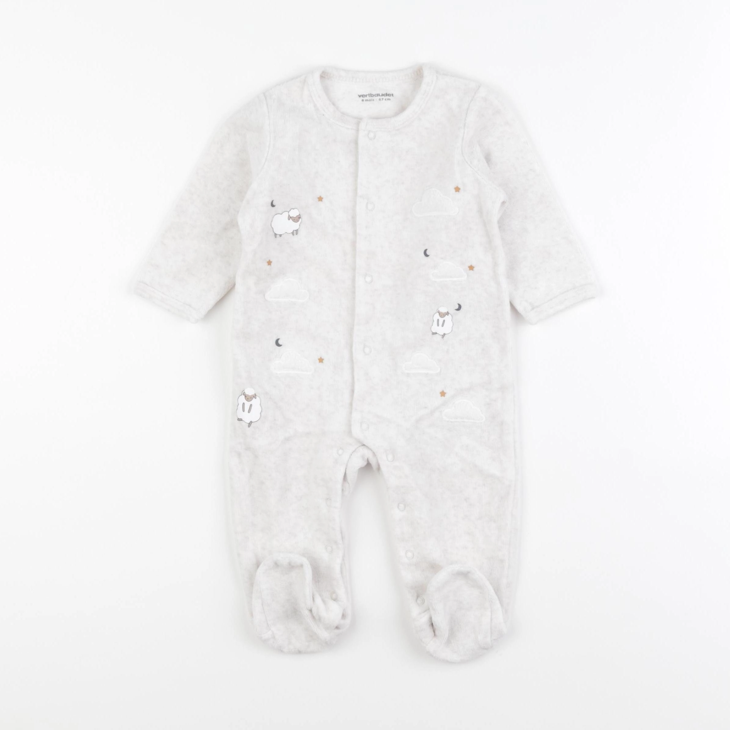 Vertbaudet - pyjama velours beige - 6 mois