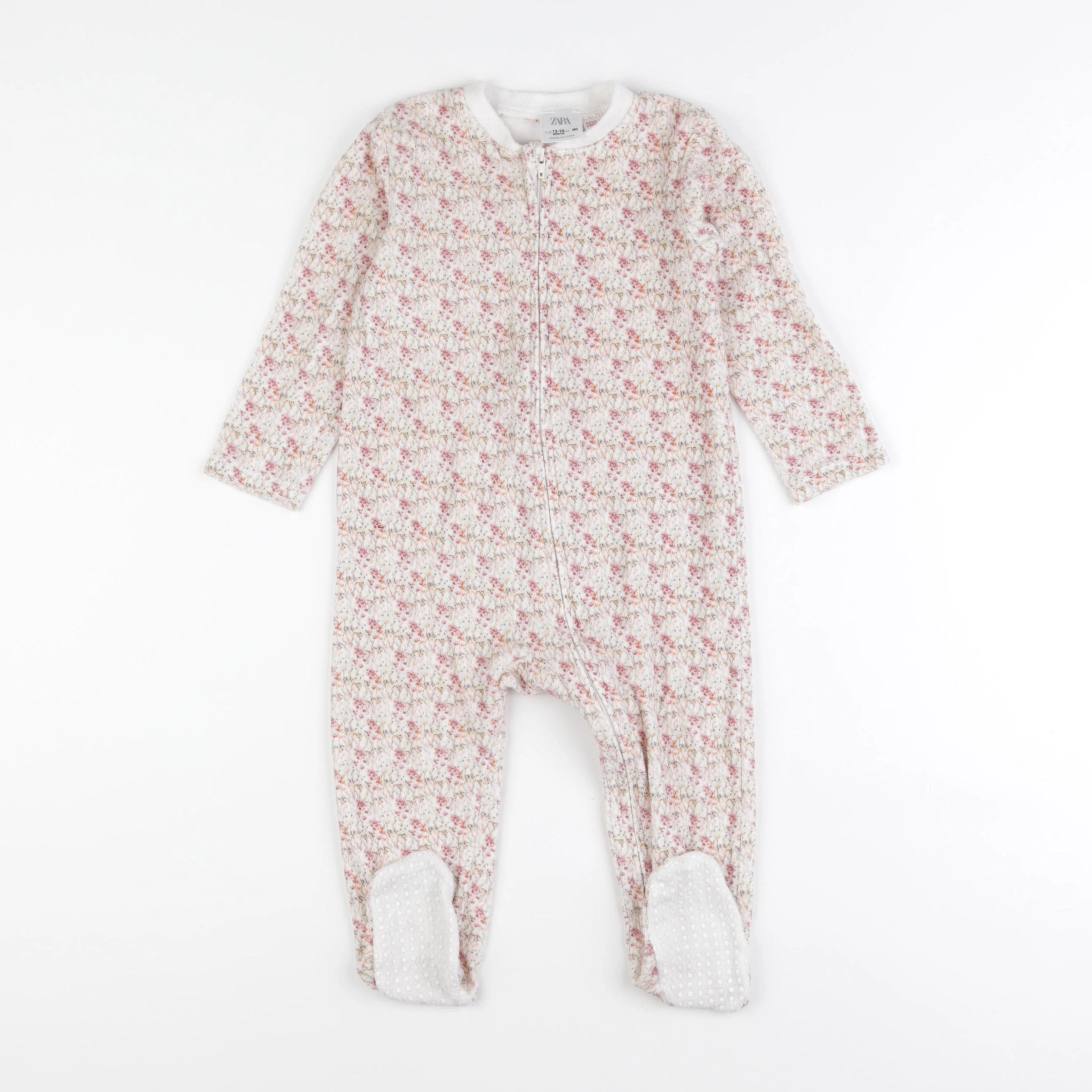 Zara - pyjama velours beige, rose - 12/18 mois