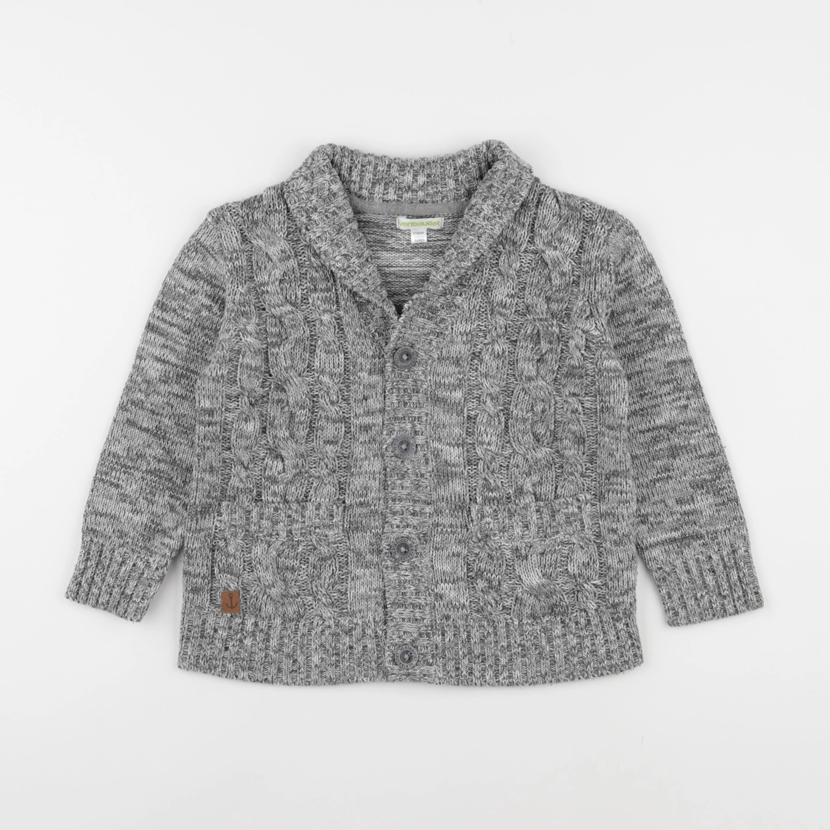 Vertbaudet - gilet gris - 6 ans
