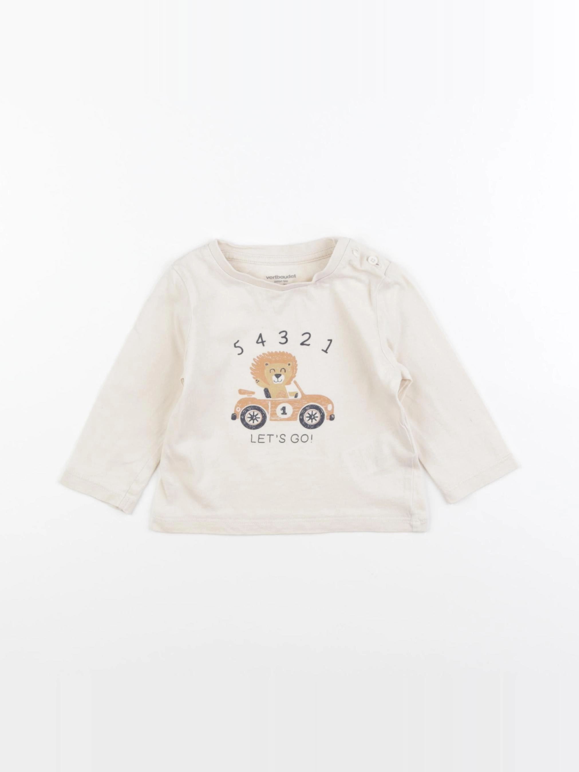 Vertbaudet - tee-shirt beige - 9 mois