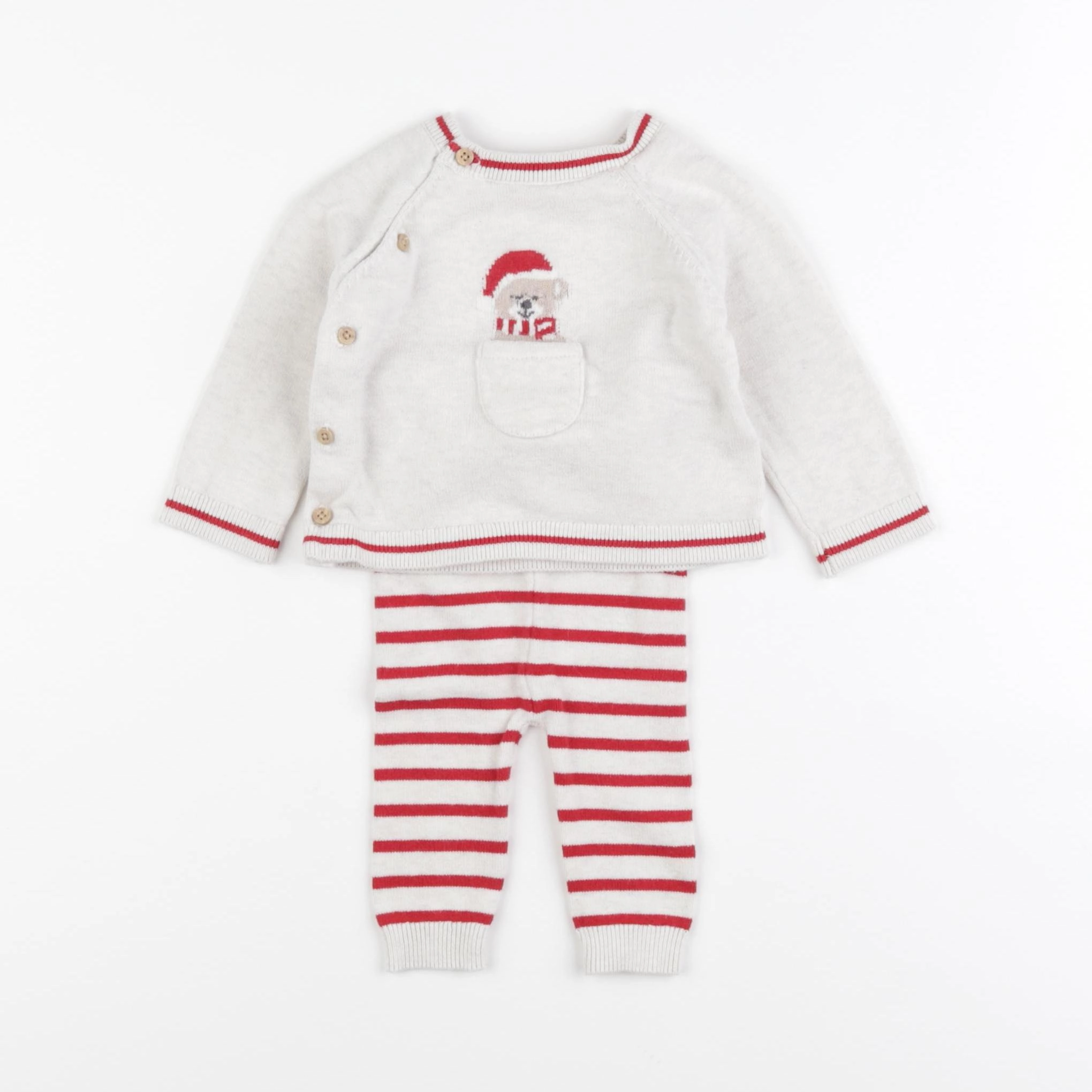 Vertbaudet - ensemble blanc, rouge - 3 mois