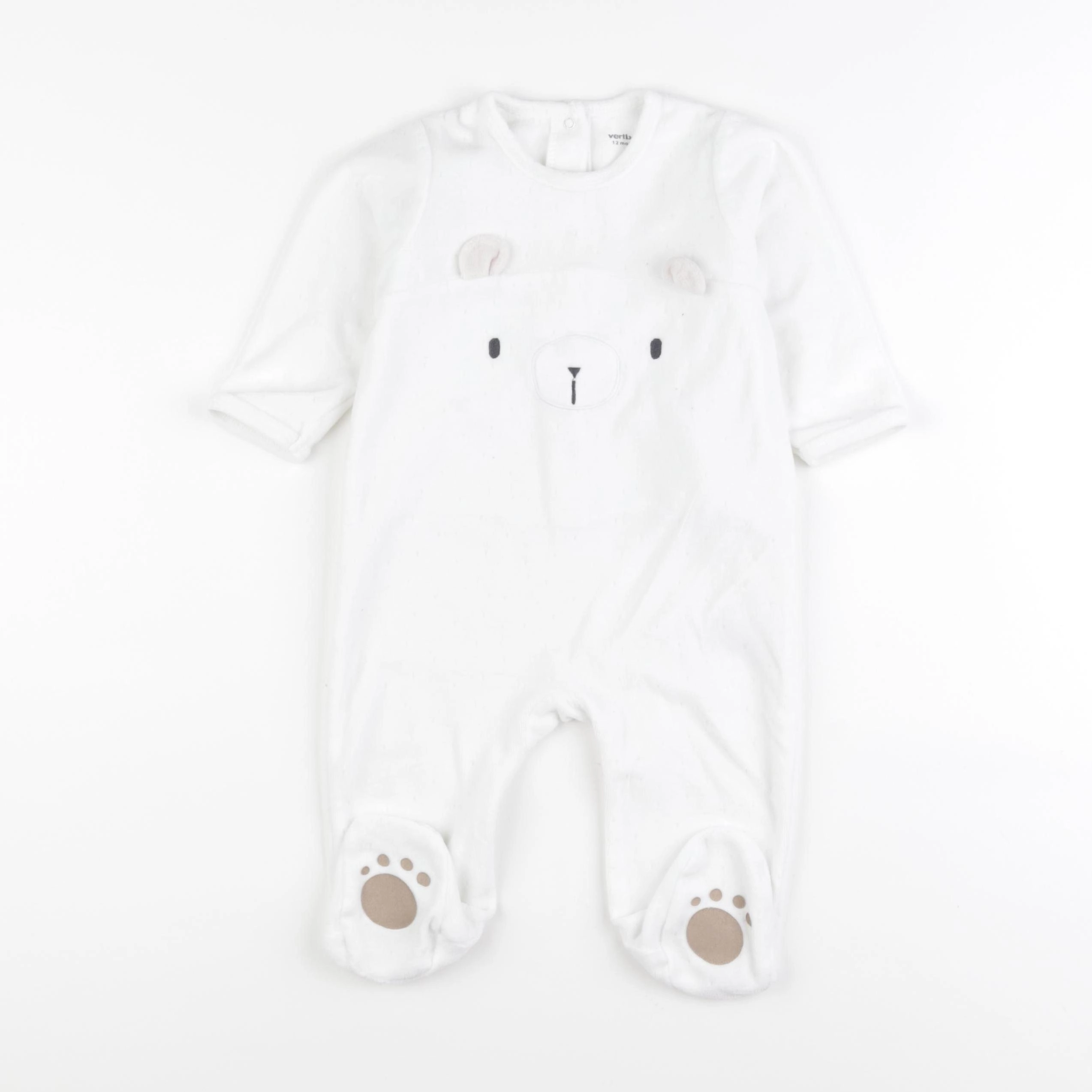 Vertbaudet - pyjama velours blanc - 12 mois