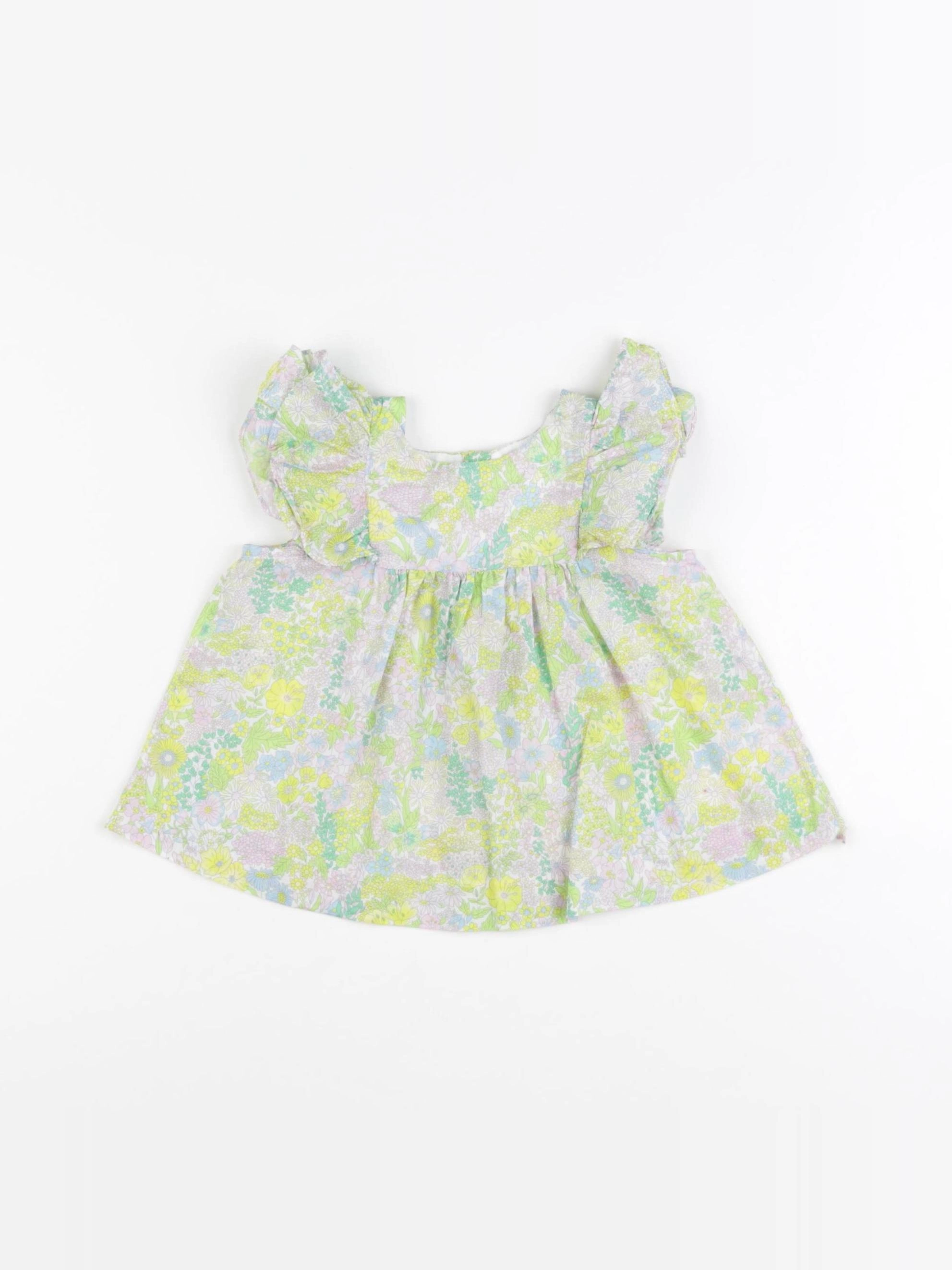 Jacadi - blouse liberty jaune, vert - 12 mois