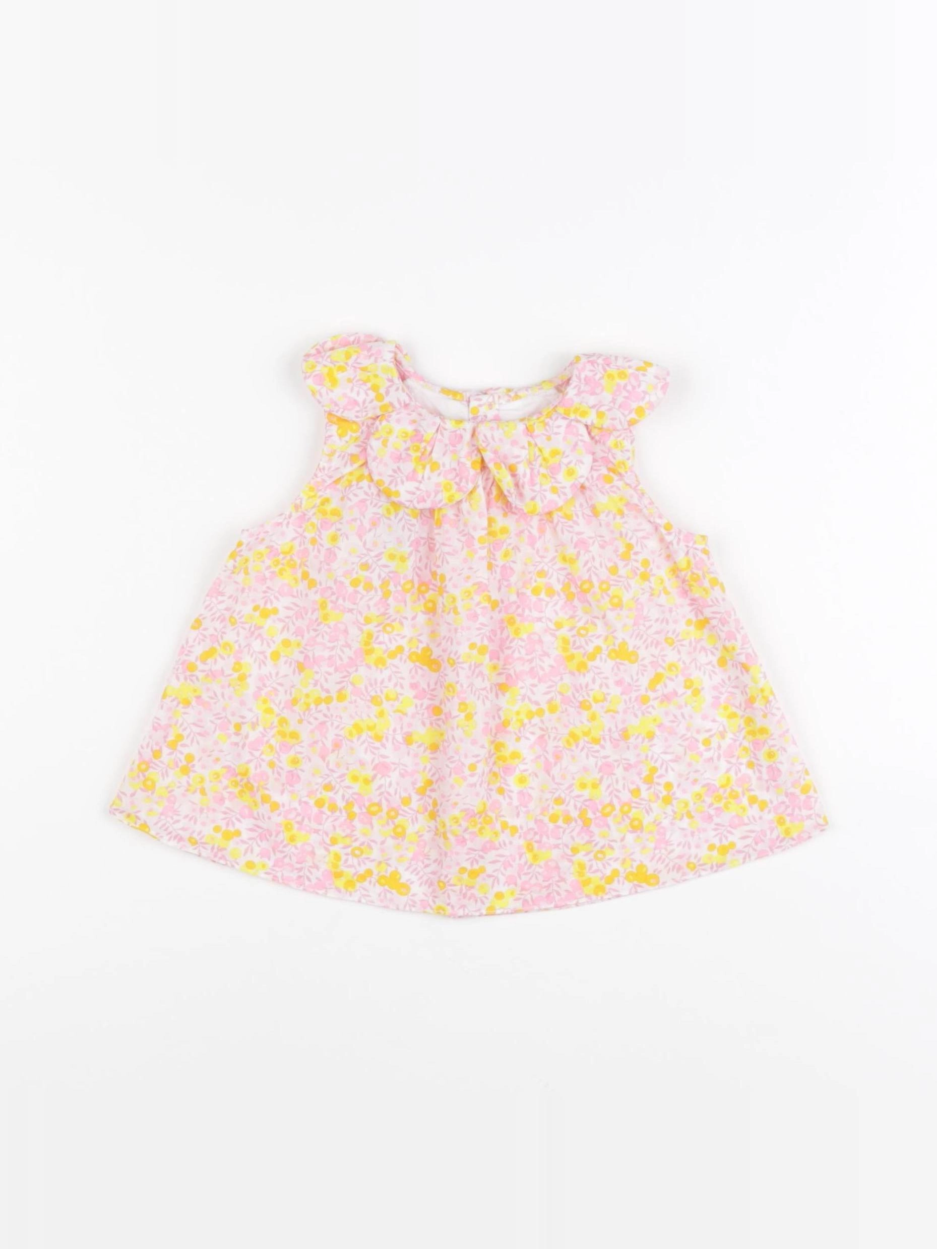Jacadi - blouse liberty jaune, rose - 12 mois