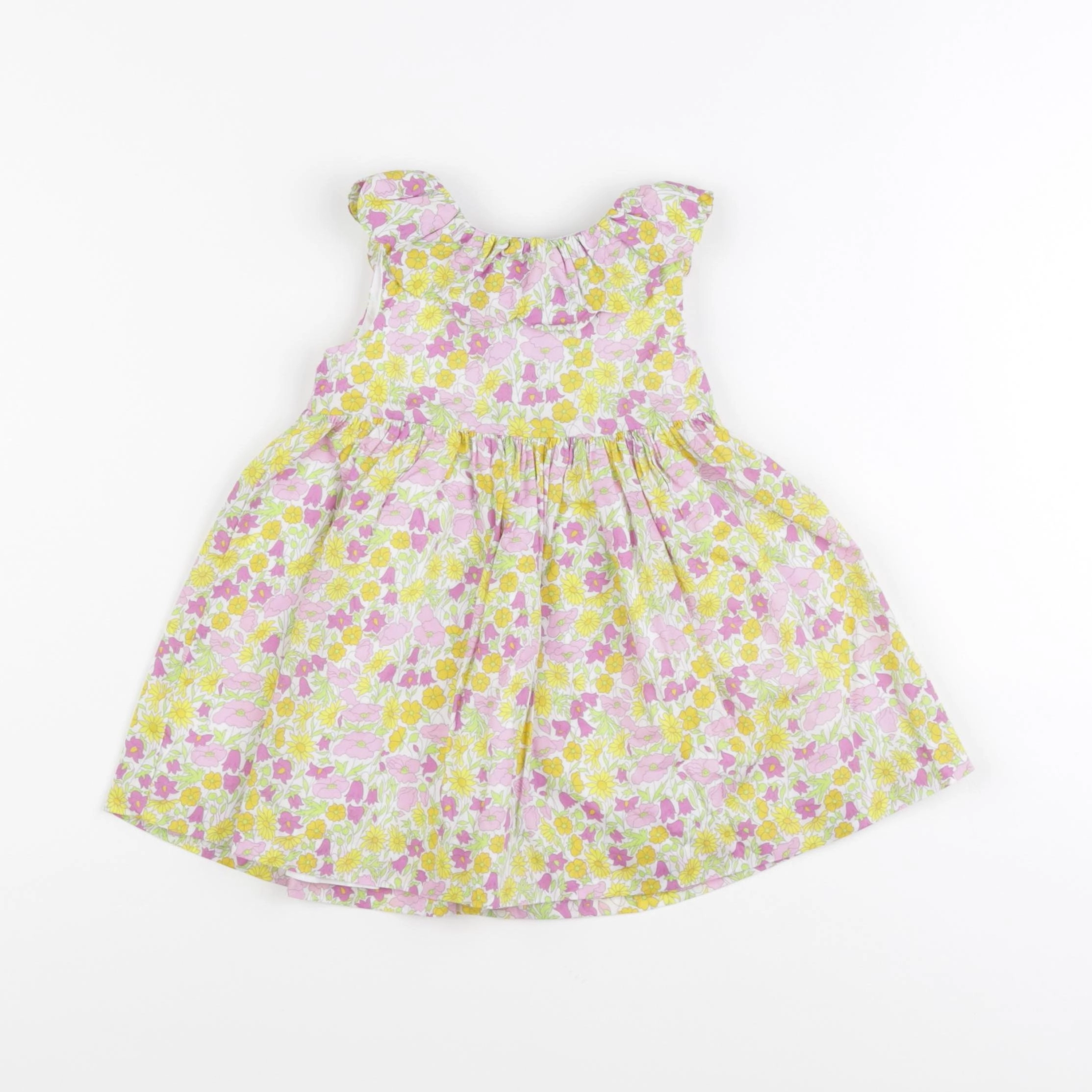Jacadi - robe liberty jaune, violet - 12 mois