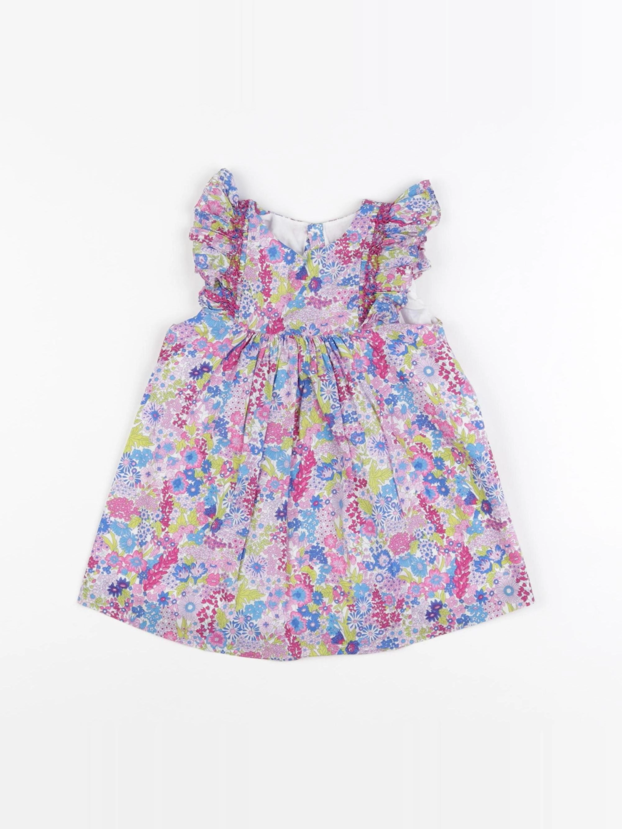 Jacadi - robe liberty bleu, rose - 12 mois